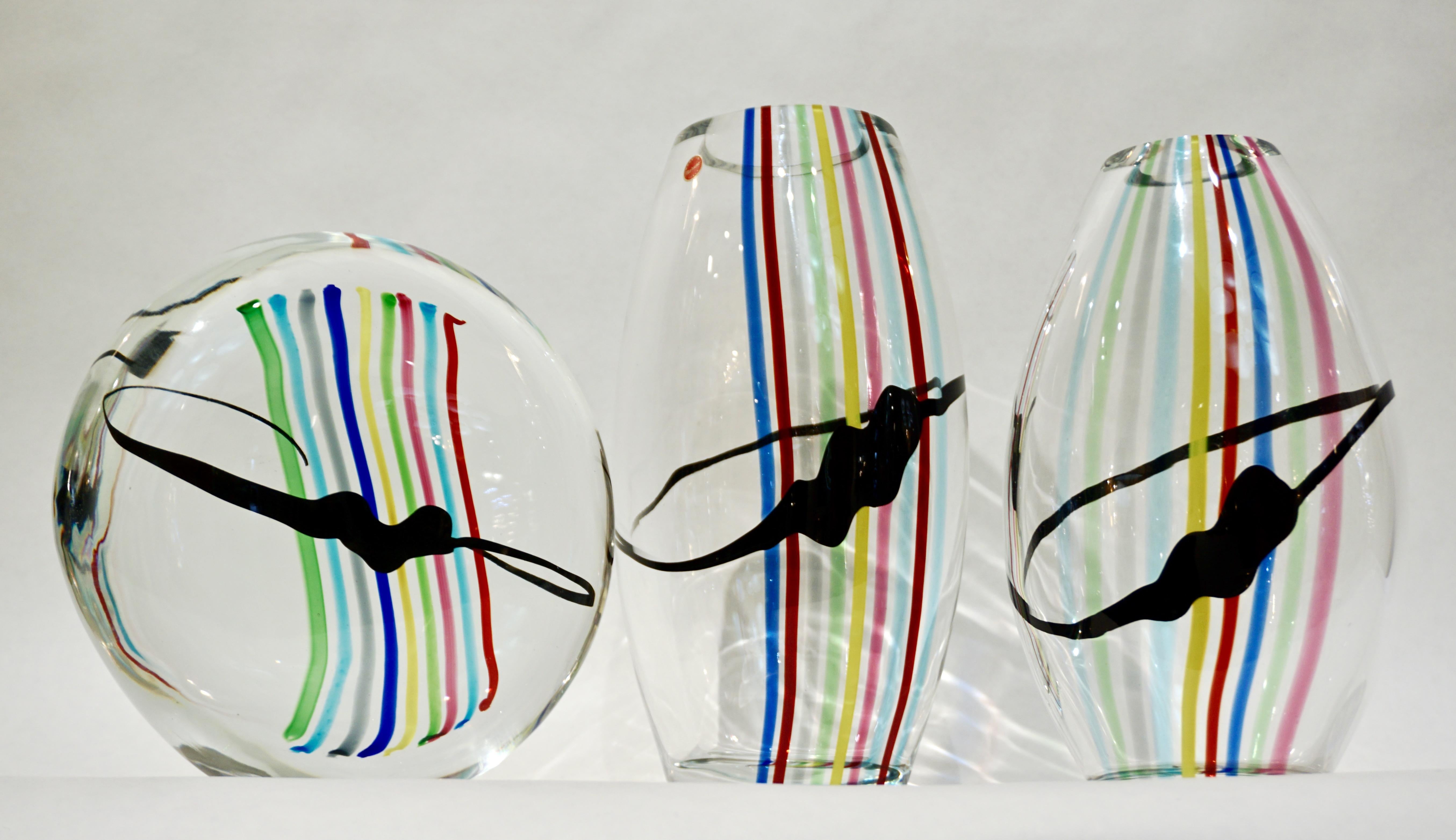 Italienische Pop-Art-Vase aus Kristall-Muranoglas in Gelb, Grün, Rot und Blau, 1970 im Angebot 7