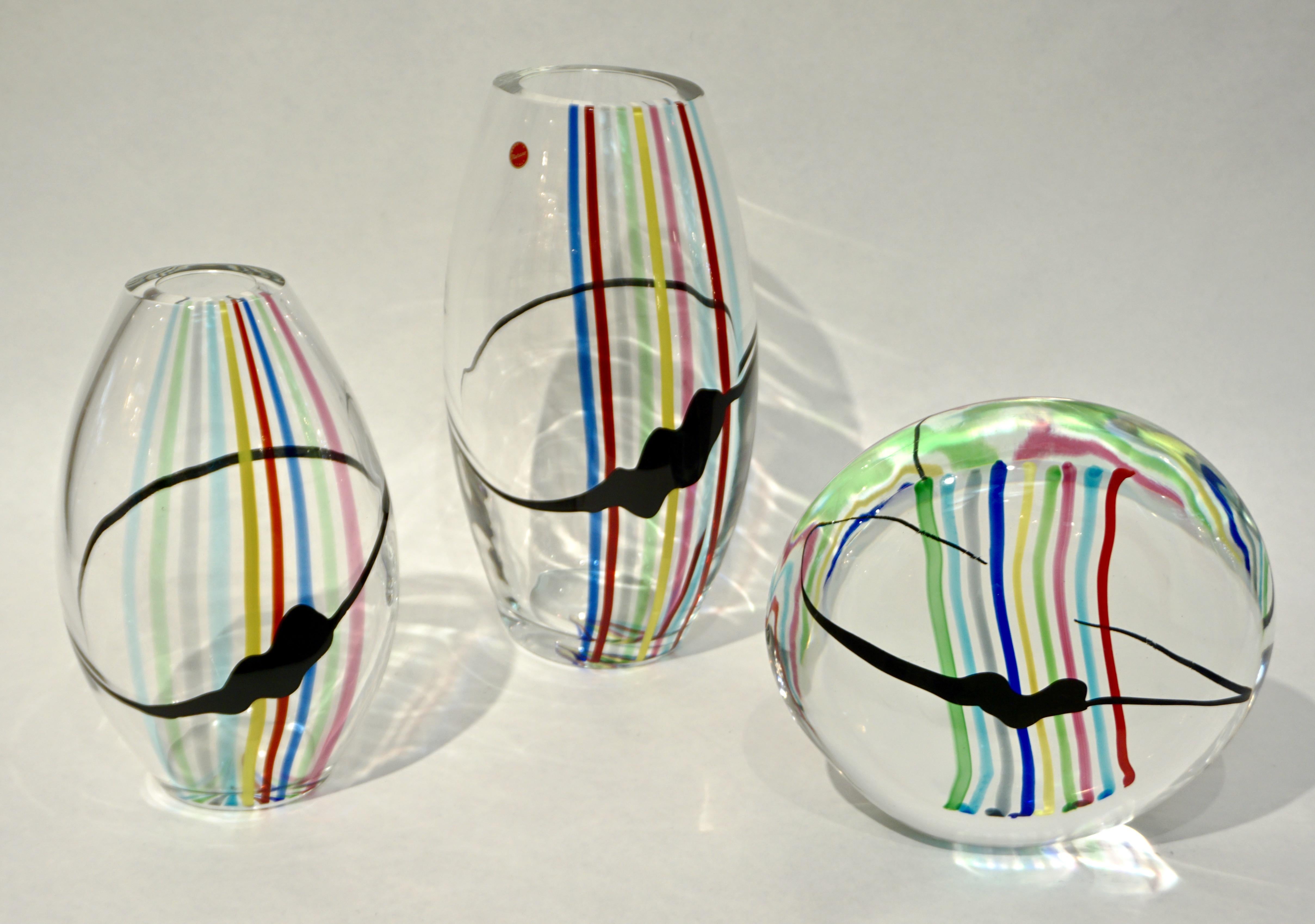 Italienische Pop-Art-Vase aus Kristall-Muranoglas in Gelb, Grün, Rot und Blau, 1970 (Glaskunst) im Angebot