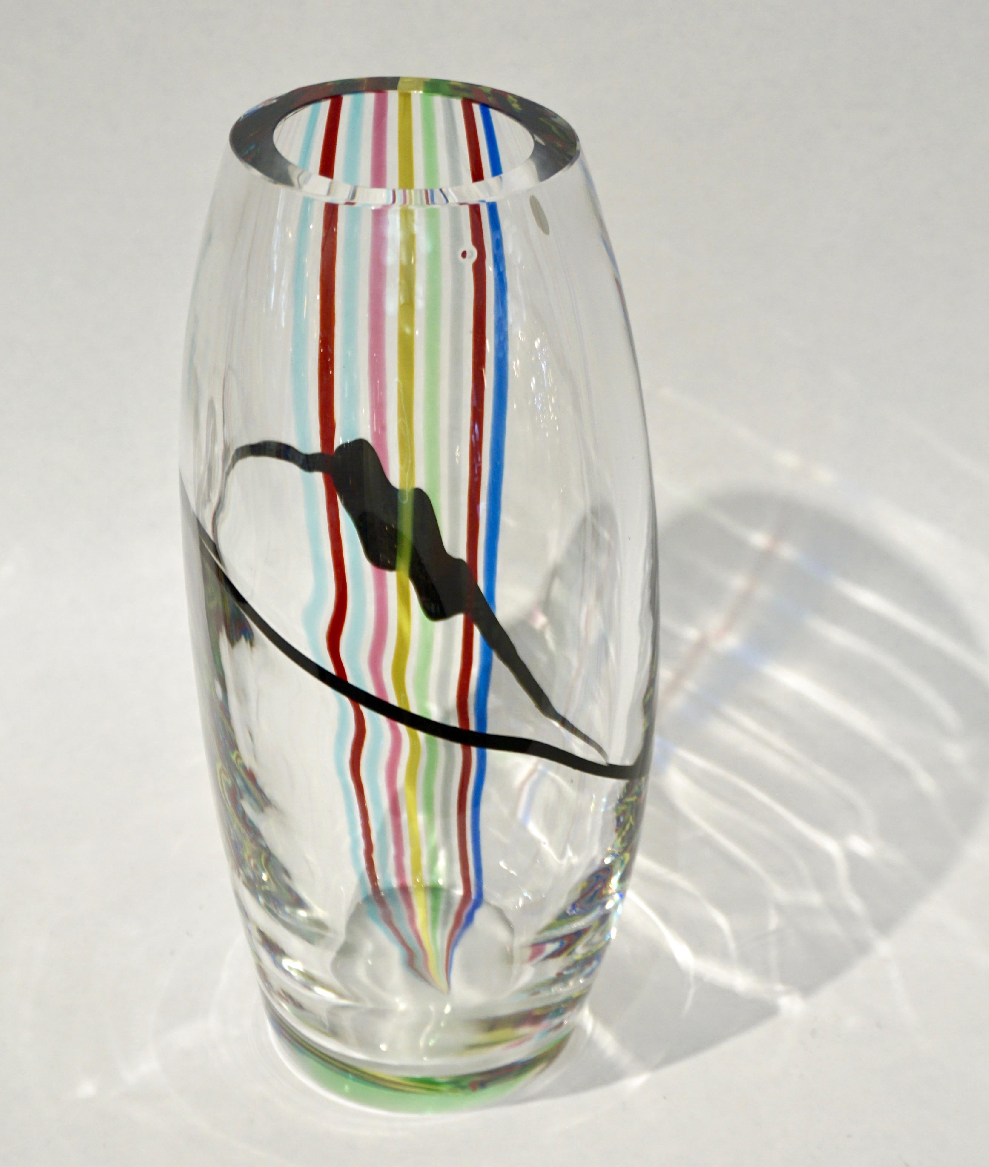 Italienische Pop-Art-Vase aus Kristall-Muranoglas in Gelb, Grün, Rot und Blau, 1970 im Angebot 1