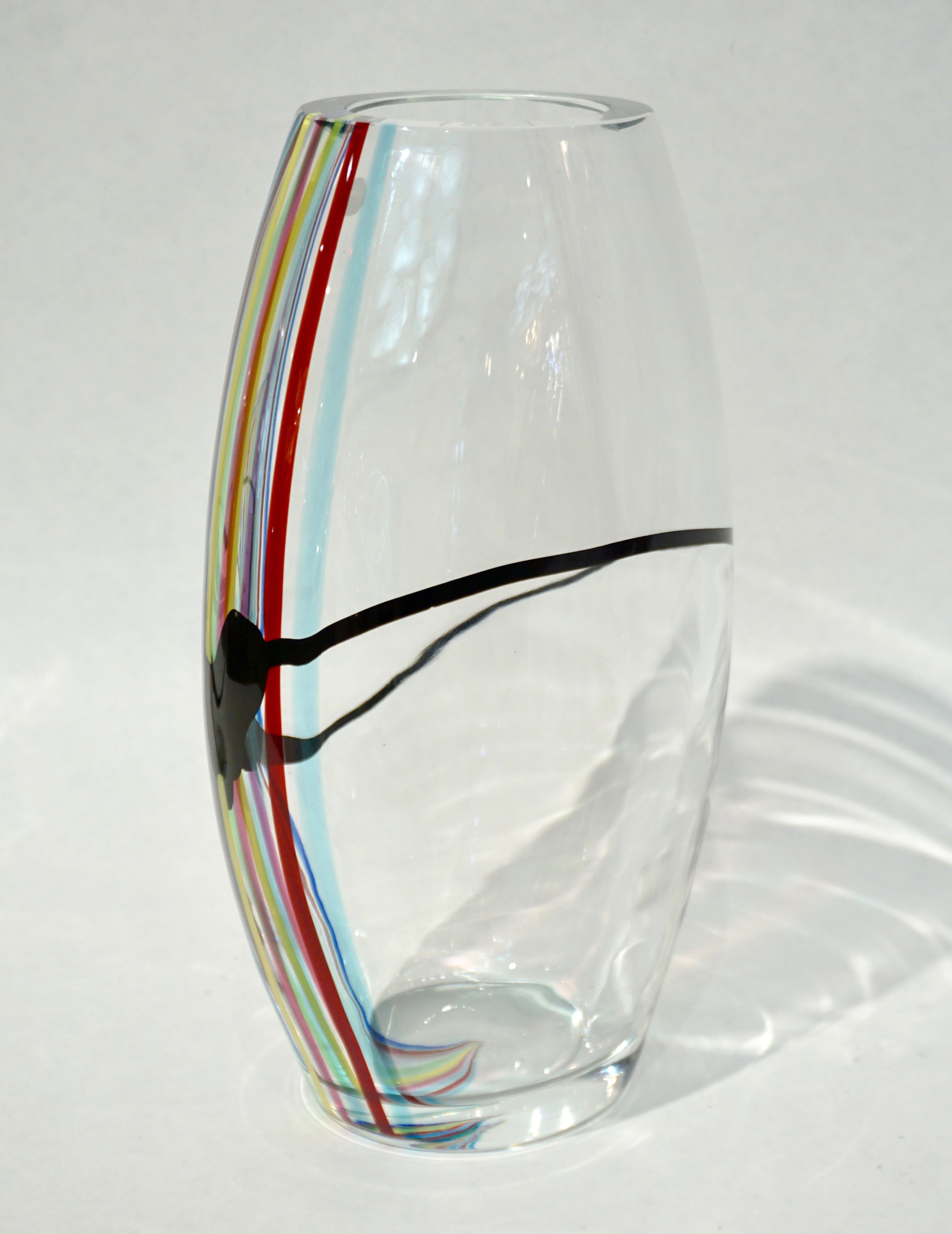 Italienische Pop-Art-Vase aus Kristall-Muranoglas in Gelb, Grün, Rot und Blau, 1970 im Angebot 3