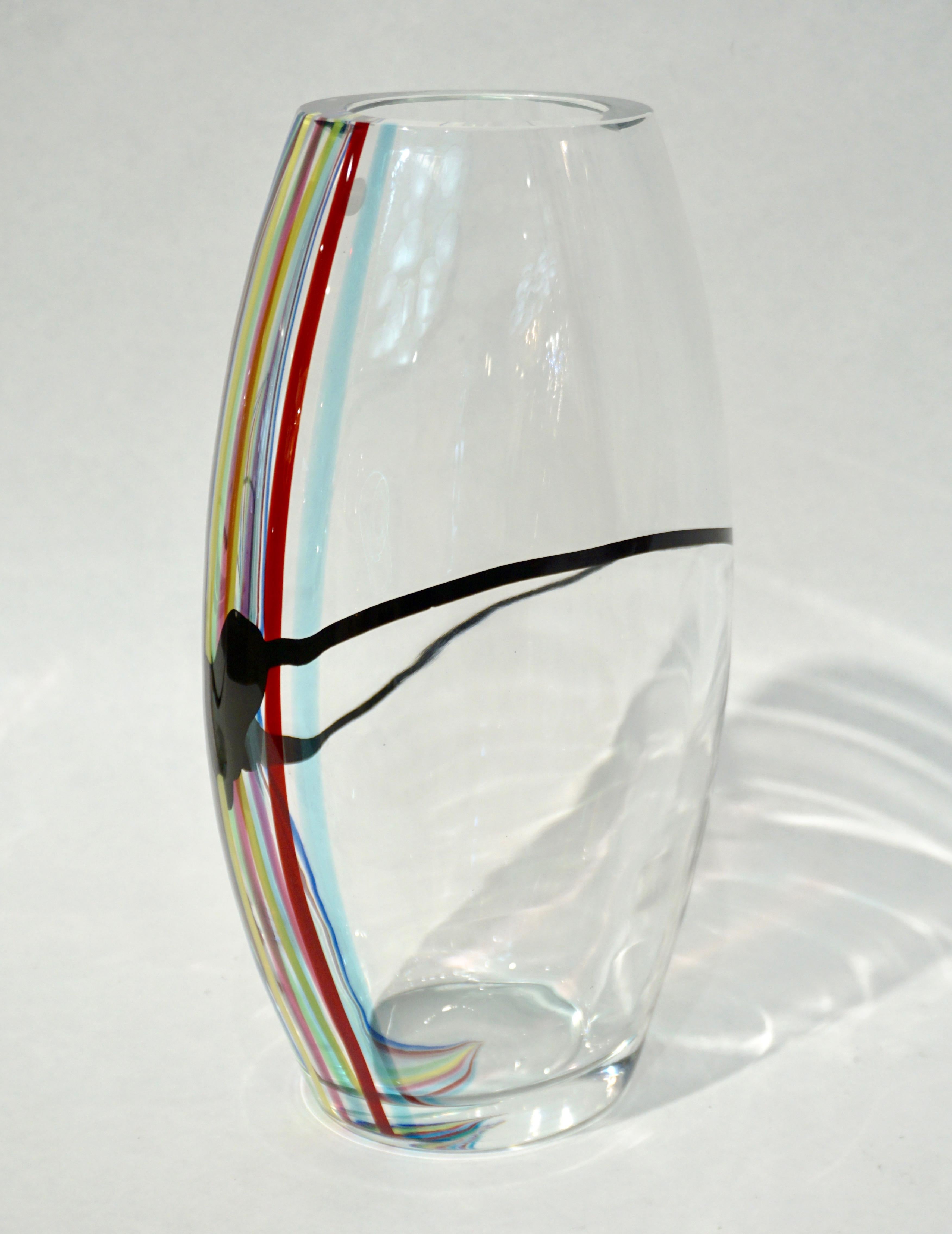 Grand vase Pop Art italien en verre de Murano en cristal jaune, vert, rouge et bleu, Formia, 1970 en vente 3