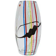 Formia 1970 Italian Tall Yellow Green Red Blue Crystal Murano Glass Pop Art Vase