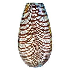 Formia 1970er Jahre Feder verziert lila braunen Kristall Murano Art Glass Vase