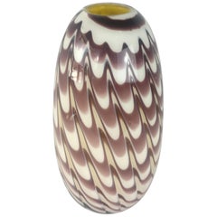 Formia 1970s Fenicio Feather Decorated Purple Brown Murano Art Glass Vase