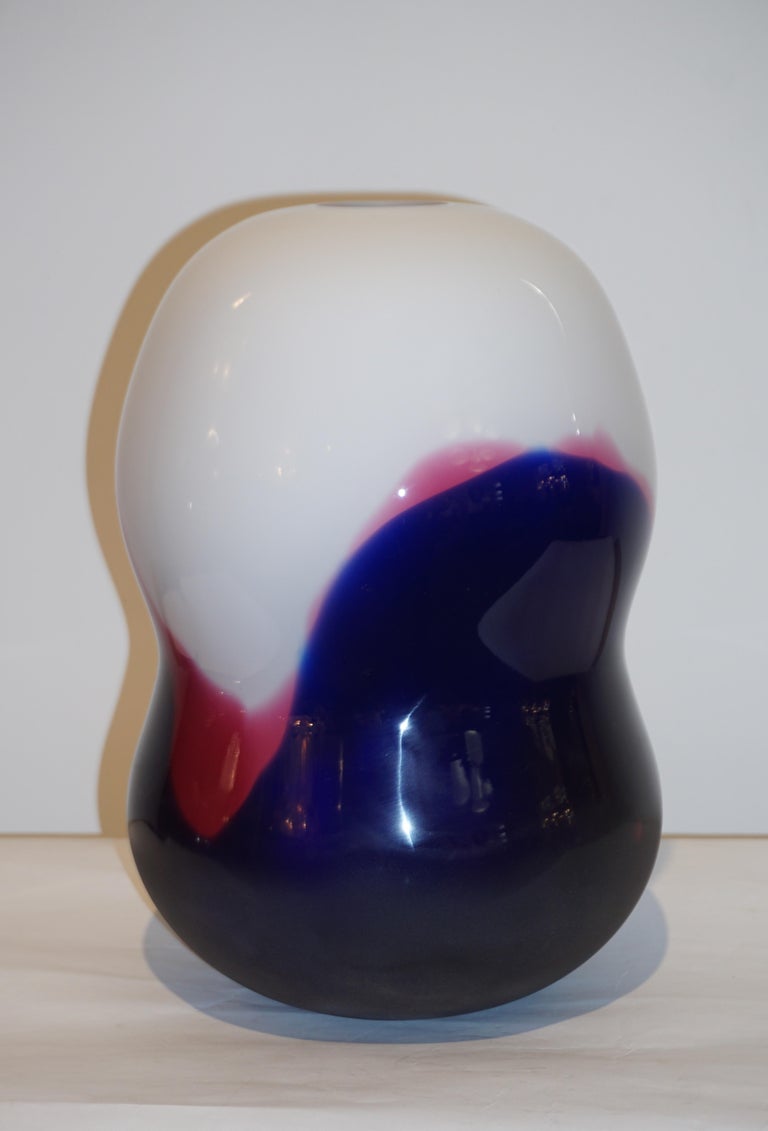 Formia 1980 Italian Vintage Purple Blue White Murano Glass Modern Design Vases For Sale 6
