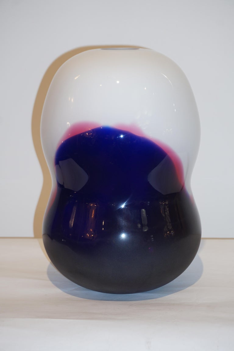 Formia 1980 Italian Vintage Purple Blue White Murano Glass Modern Design Vases For Sale 7