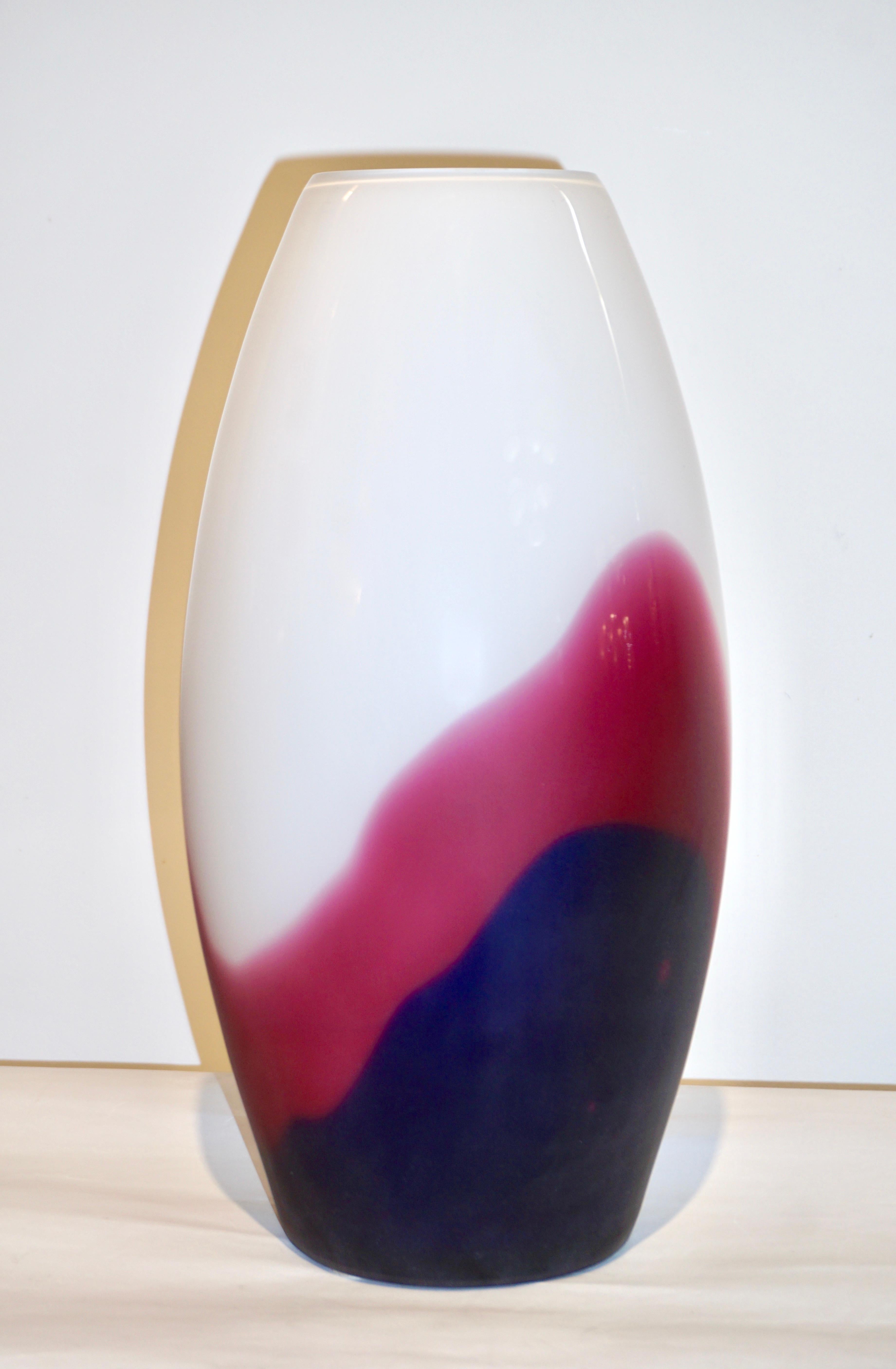 Art Glass Formia 1980 Italian Vintage Purple Blue White Murano Glass Modern Design Vases For Sale