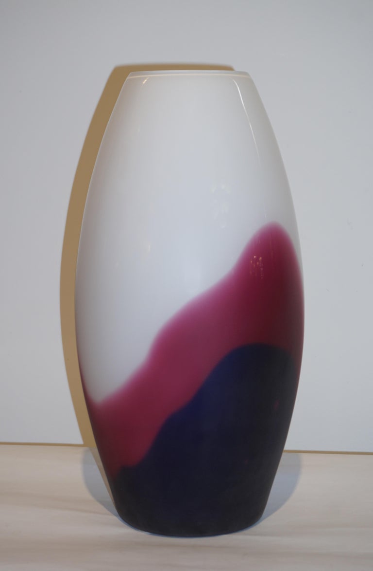 Formia 1980 Italian Vintage Purple Blue White Murano Glass Modern Design Vases For Sale 1