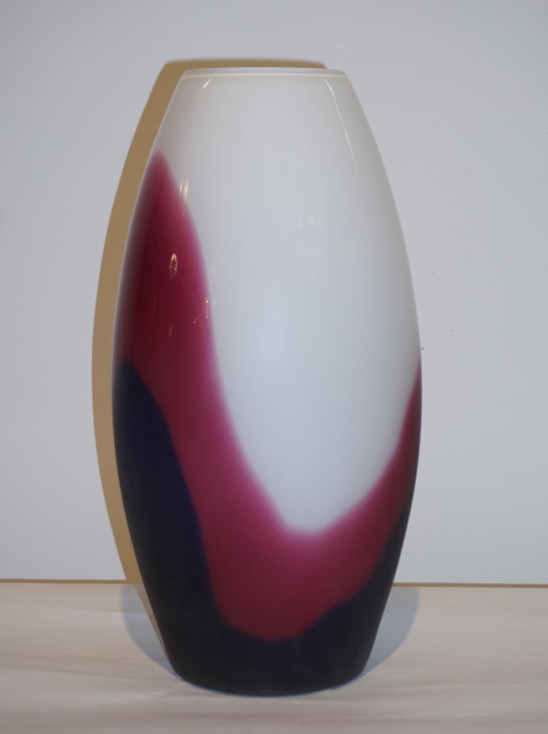 Mid-Century Modern Formia 1980 Italian Vintage Purple Blue White Murano Glass Sleek Design Vases For Sale