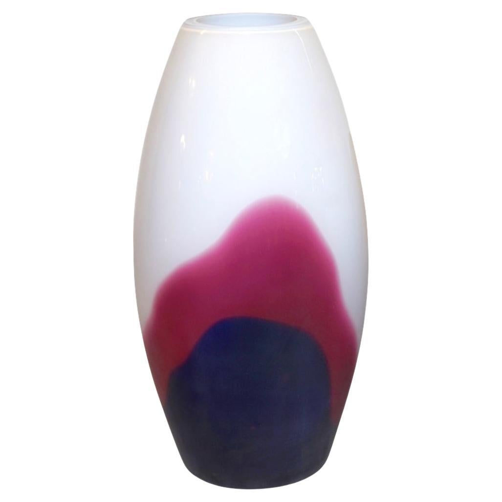 Formia 1980 Italian Vintage Purple Blue White Murano Glass Sleek Design Vase