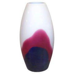 Vase italien en verre de Murano violet, bleu et blanc, design élégant, Formia, 1980
