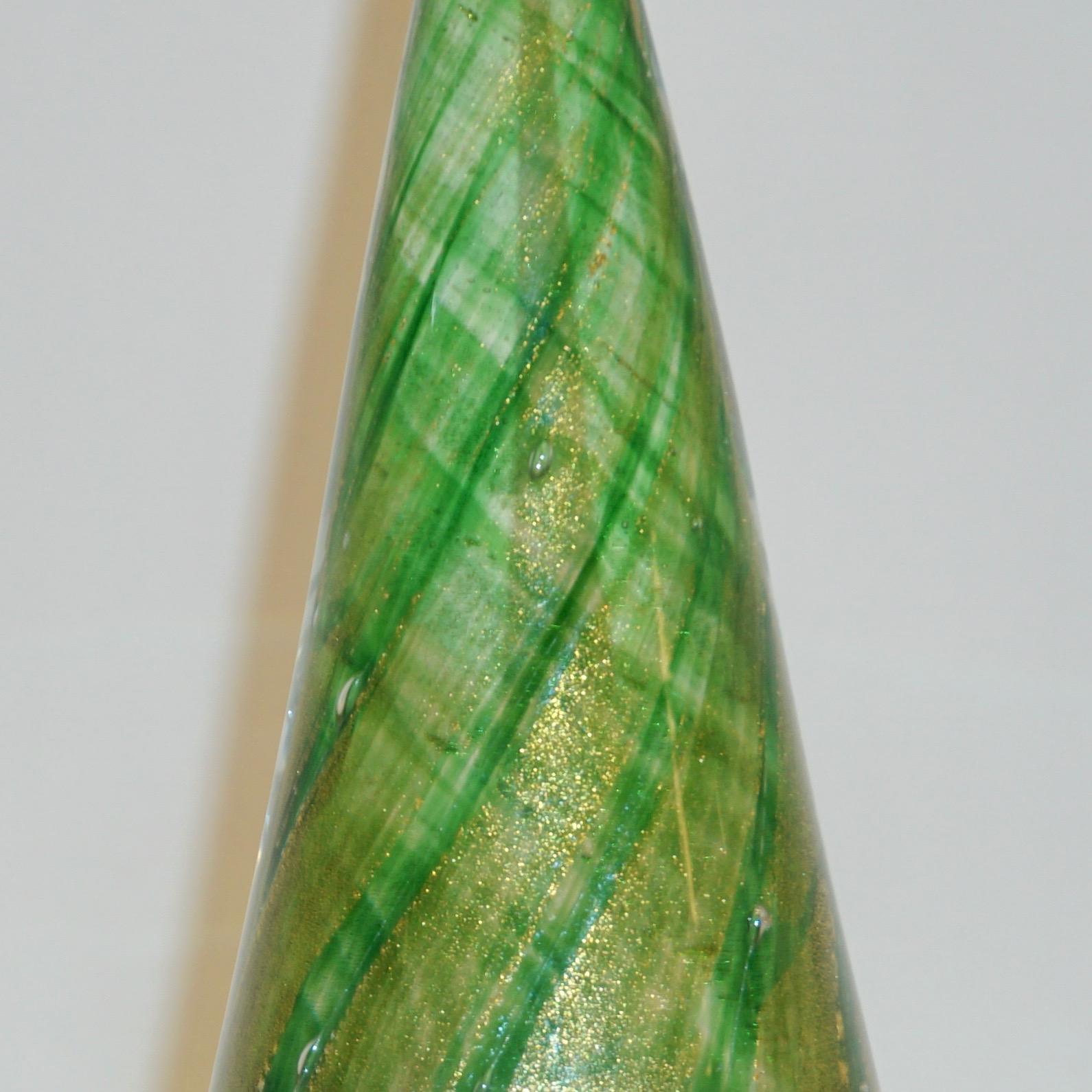 Formia 1980s Italian Vintage Green and Gold Murano Glass Tree Sculpture 3