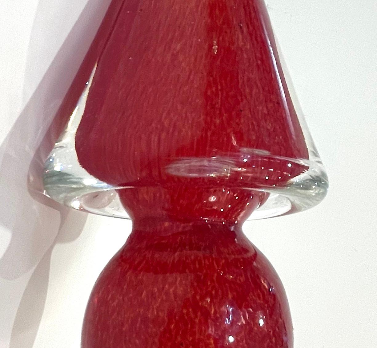 Organique Sculpture moderne d'arbre en verre de Murano rouge orangé transparent Formia des années 1980, Italie en vente
