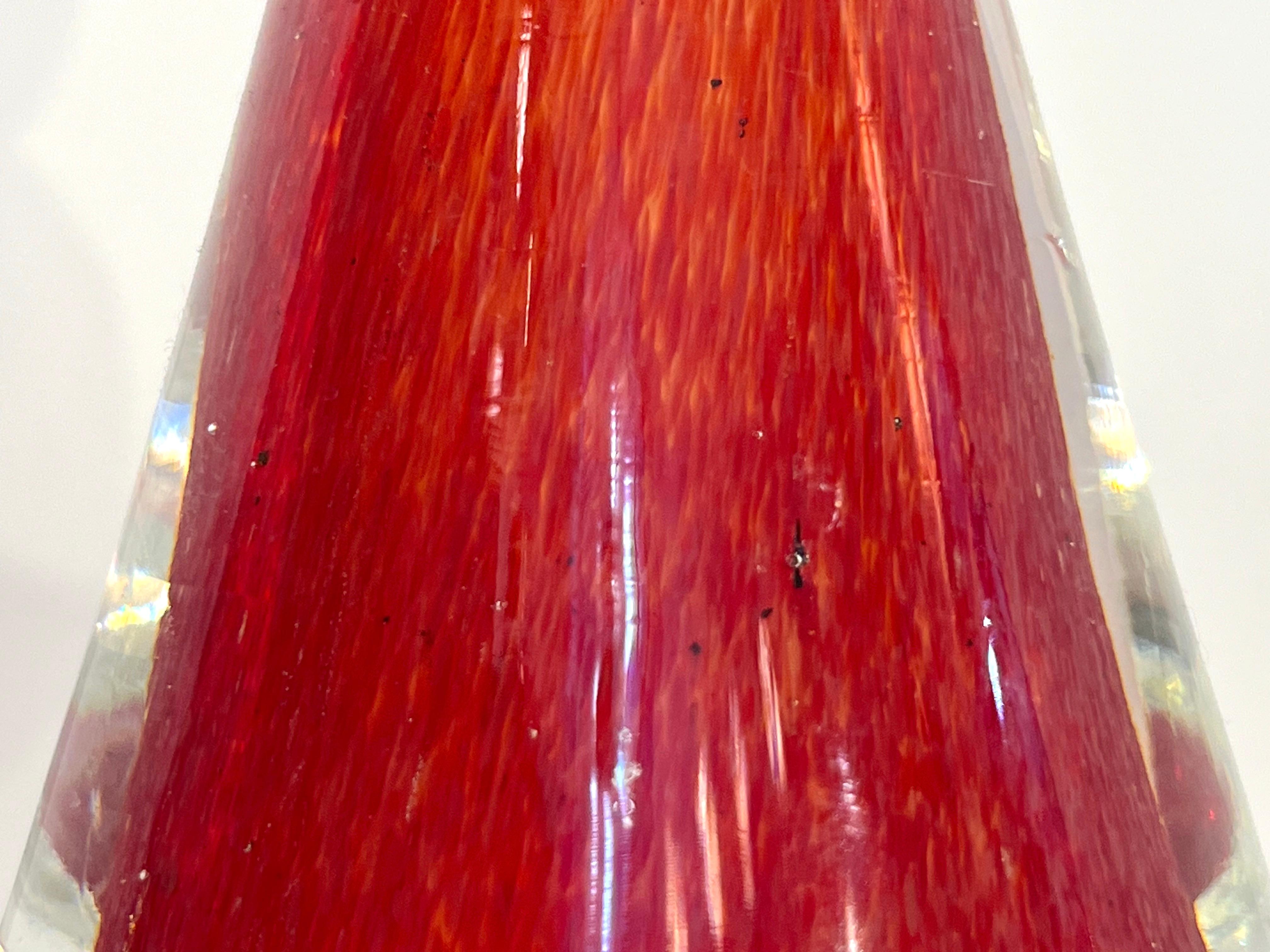 italien Sculpture moderne d'arbre en verre de Murano rouge orangé transparent Formia des années 1980, Italie en vente