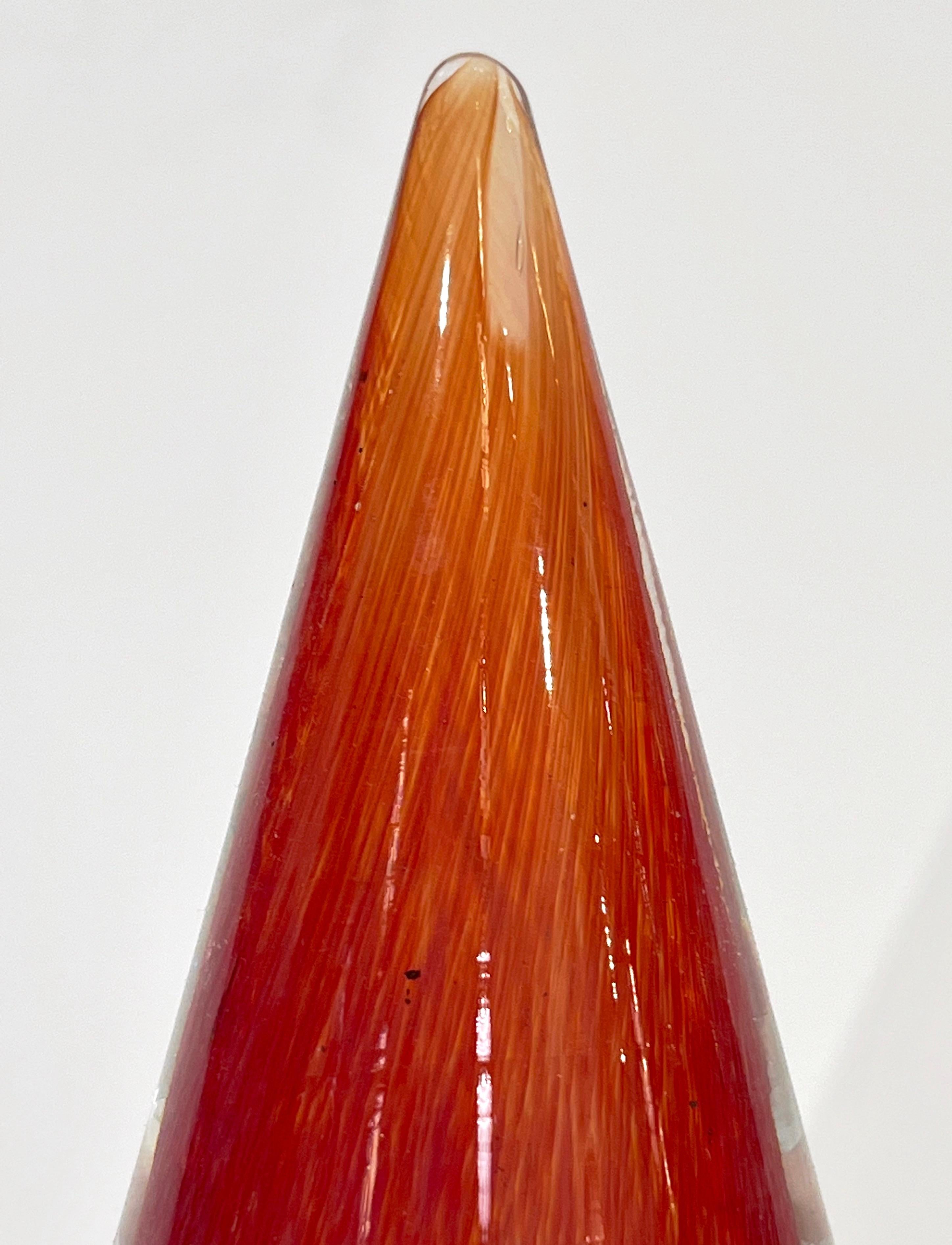 Organic Modern Formia 1980s Italian Vintage Red Orange Clear Murano Glass Tree Modern Sculpture For Sale