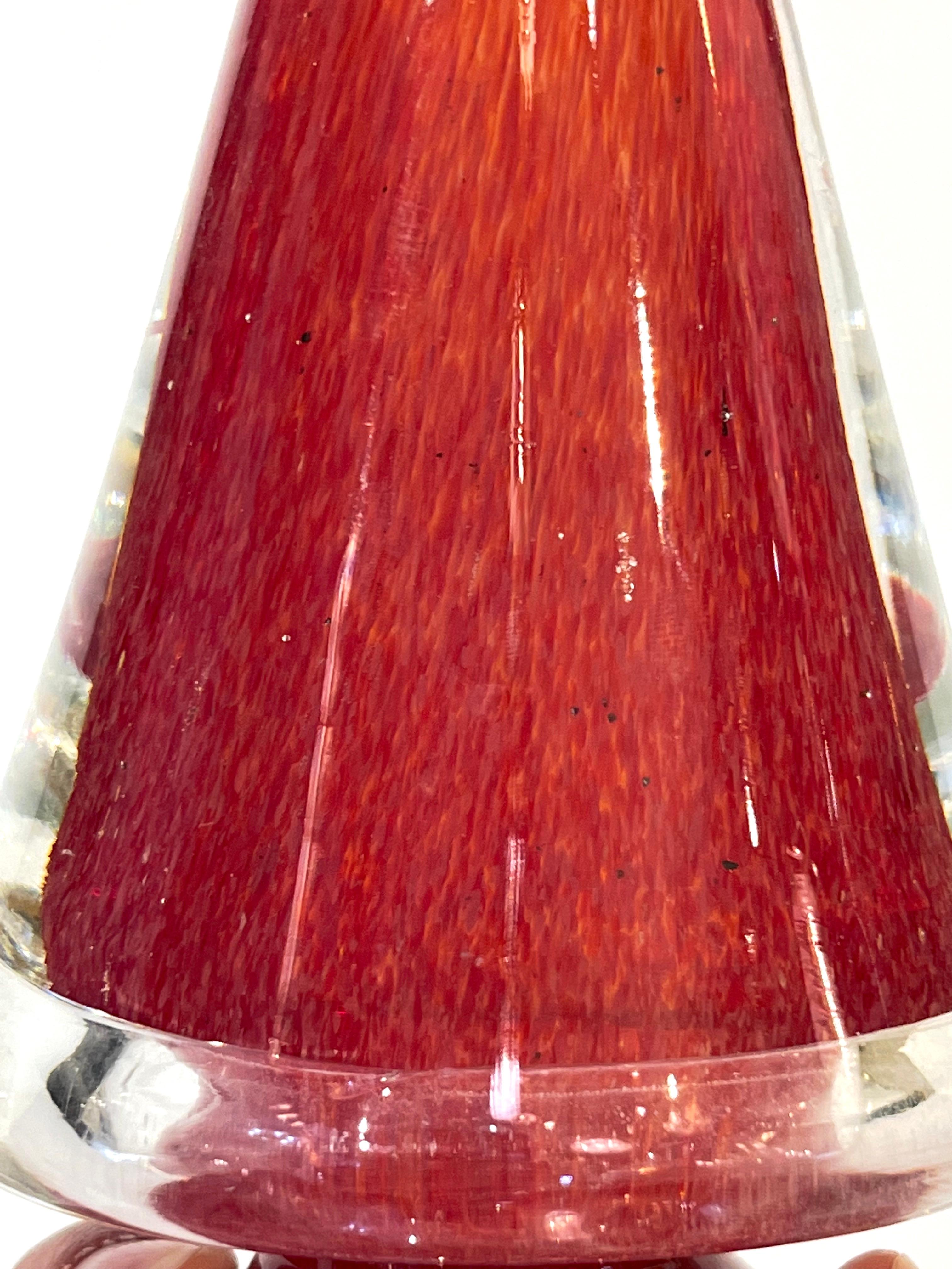 Sculpture moderne d'arbre en verre de Murano rouge orangé transparent Formia des années 1980, Italie Excellent état - En vente à New York, NY