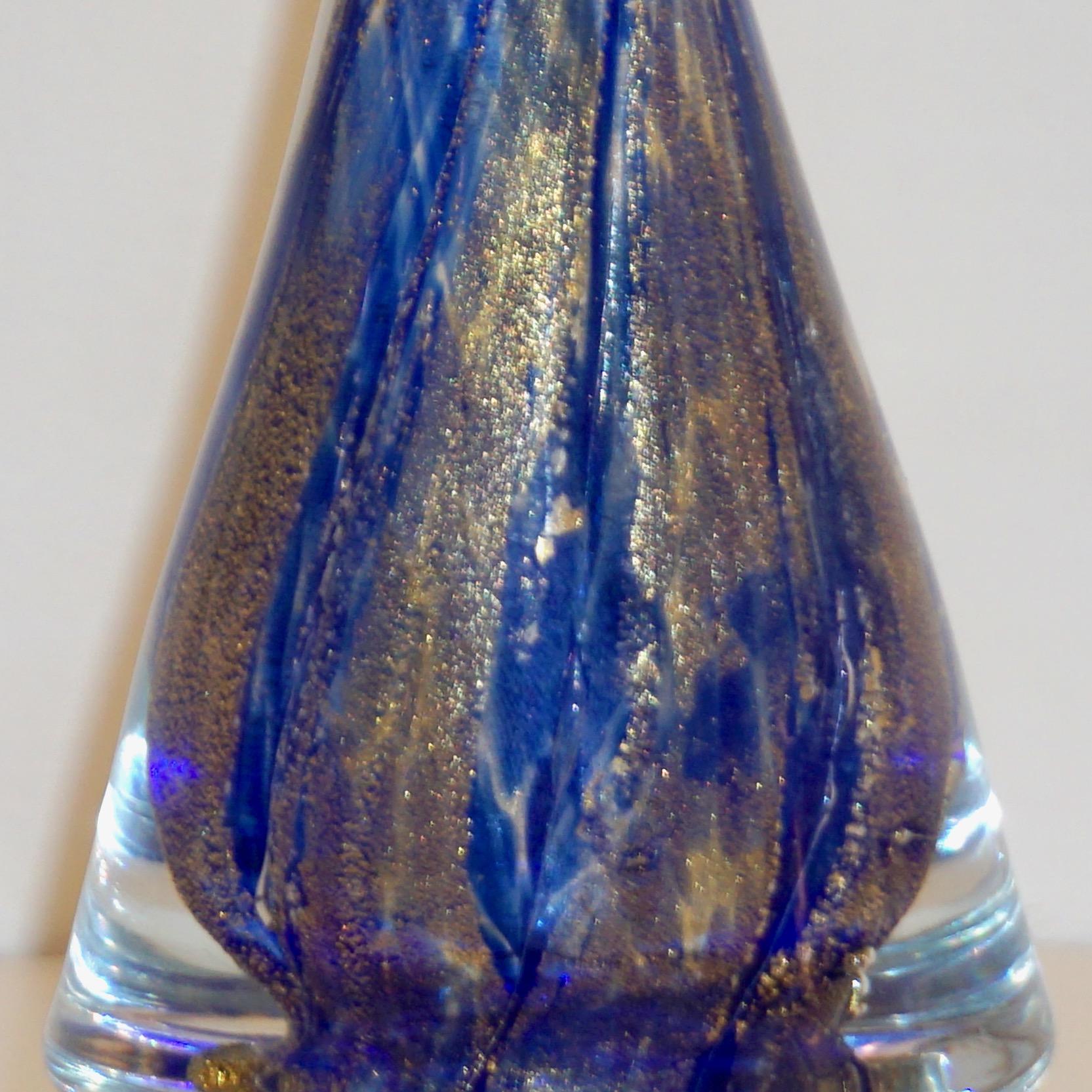 Formia 1980s Italian Vintage Royal Blue and Gold Murano Glass Tree Sculpture In Excellent Condition In New York, NY