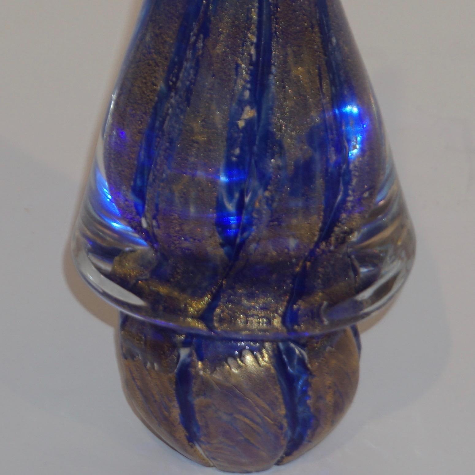 Formia 1980s Italian Vintage Royal Blue and Gold Murano Glass Tree Sculpture 1