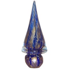 Formia 1980s Italian Vintage Royal Blue and Gold Murano Glass Tree Sculpture