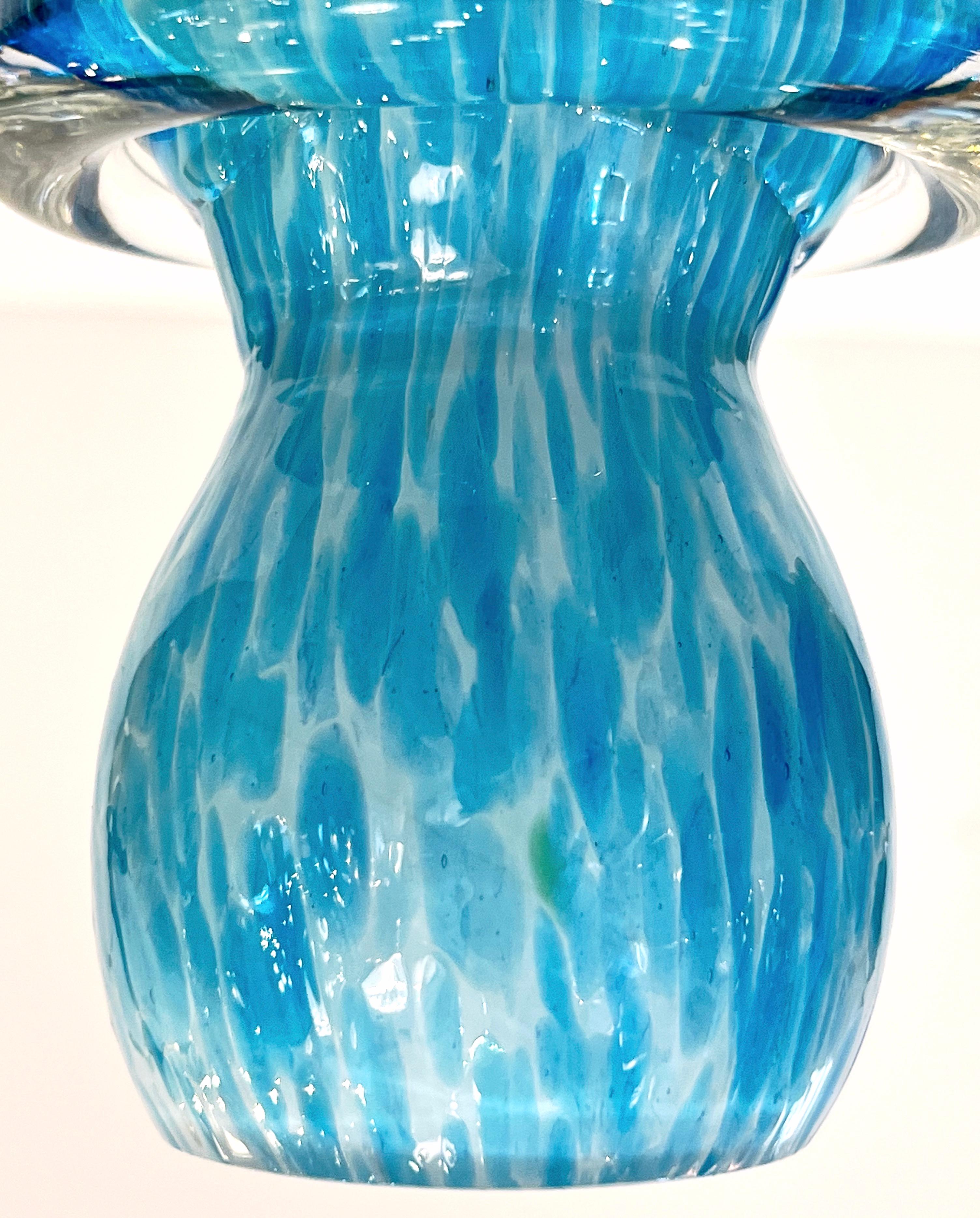 Formia 1980s Italian Vintage Turquoise Blue & White Murano Glass Tree Sculpture For Sale 3