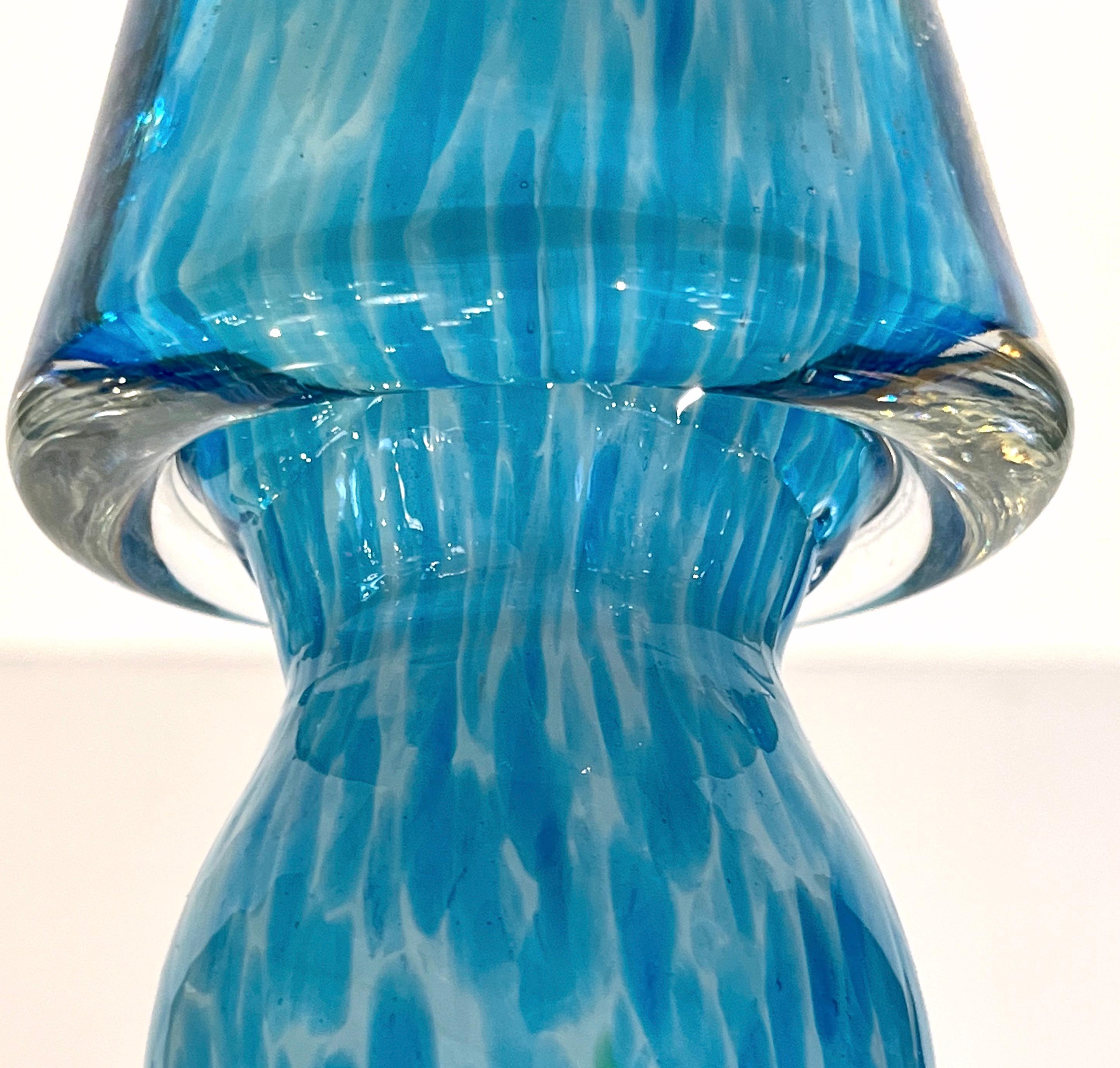 Formia 1980s Italian Vintage Turquoise Blue & White Murano Glass Tree Sculpture In Excellent Condition For Sale In New York, NY