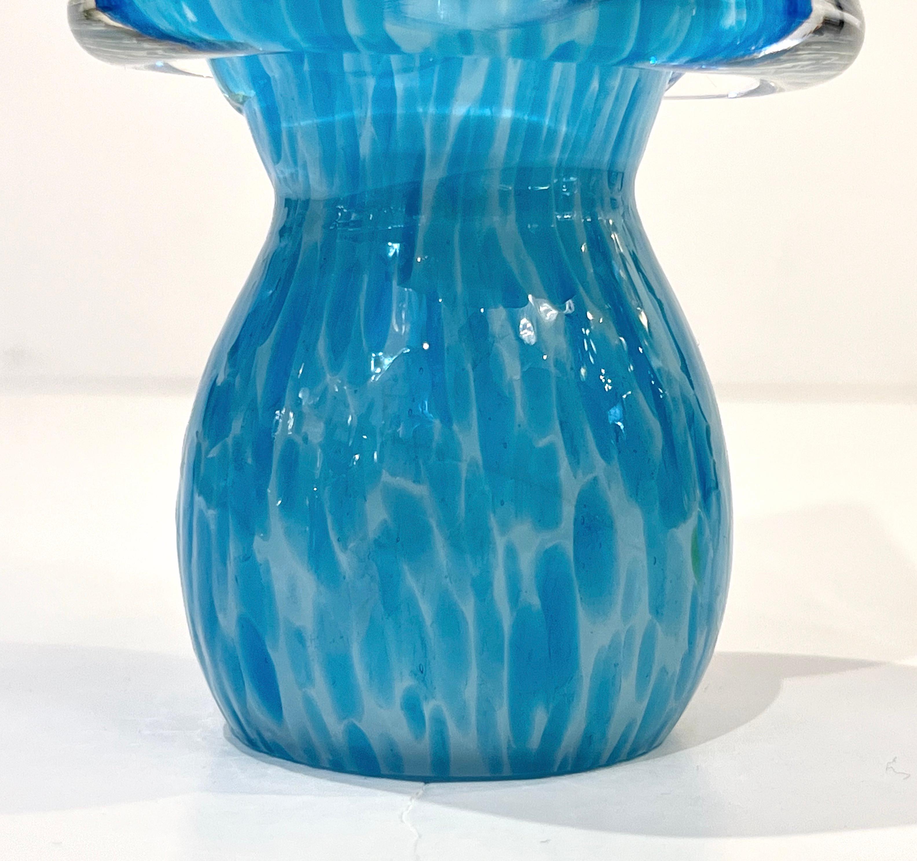 Formia 1980s Italian Vintage Turquoise Blue & White Murano Glass Tree Sculpture For Sale 2