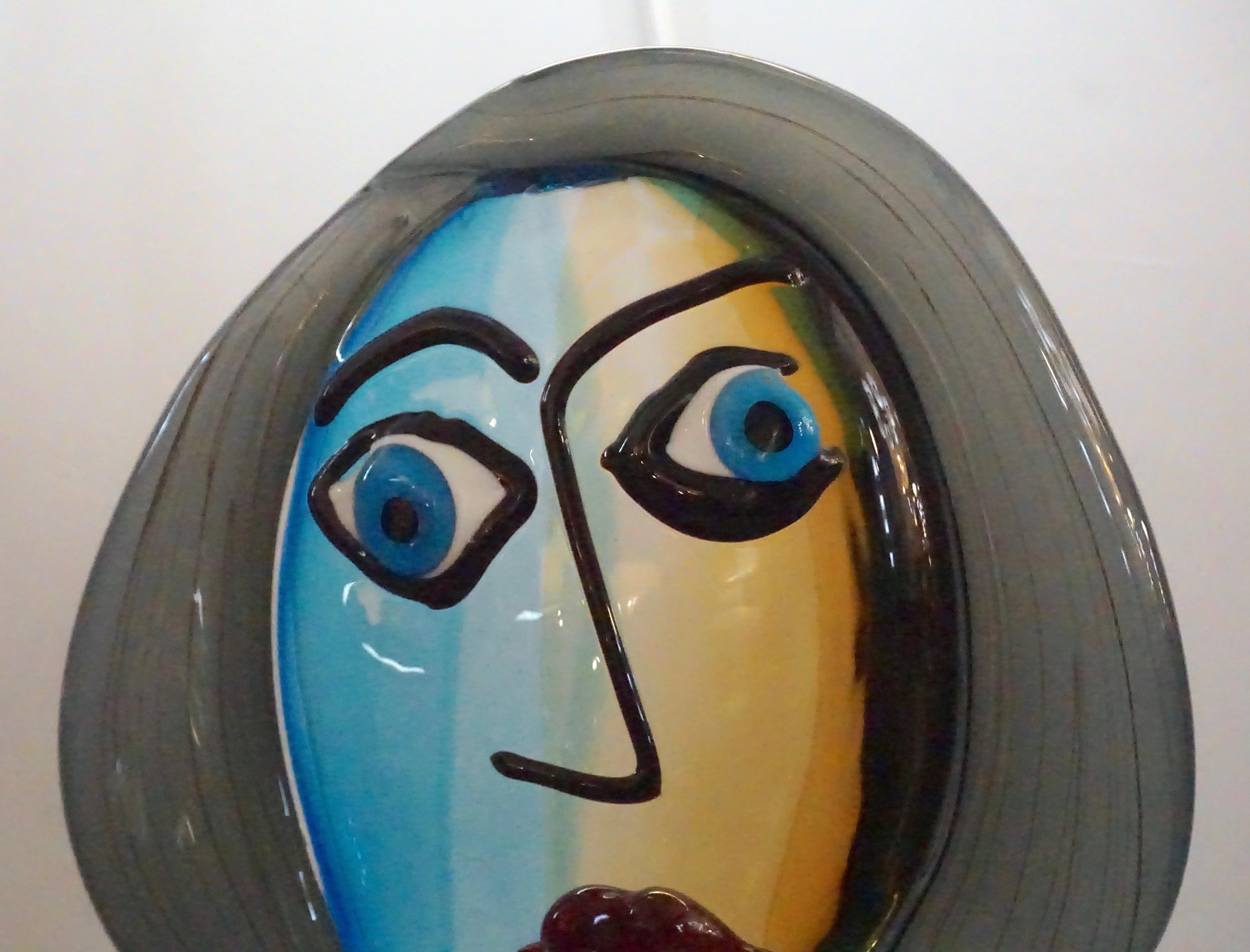 Formia 1980s Modern Italian Colored Murano Glass Woman Head Sculpture 3