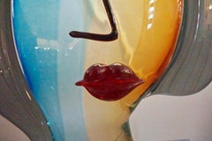 Formia 1980s Modern Italian Colored Murano Glass Woman Head Sculpture