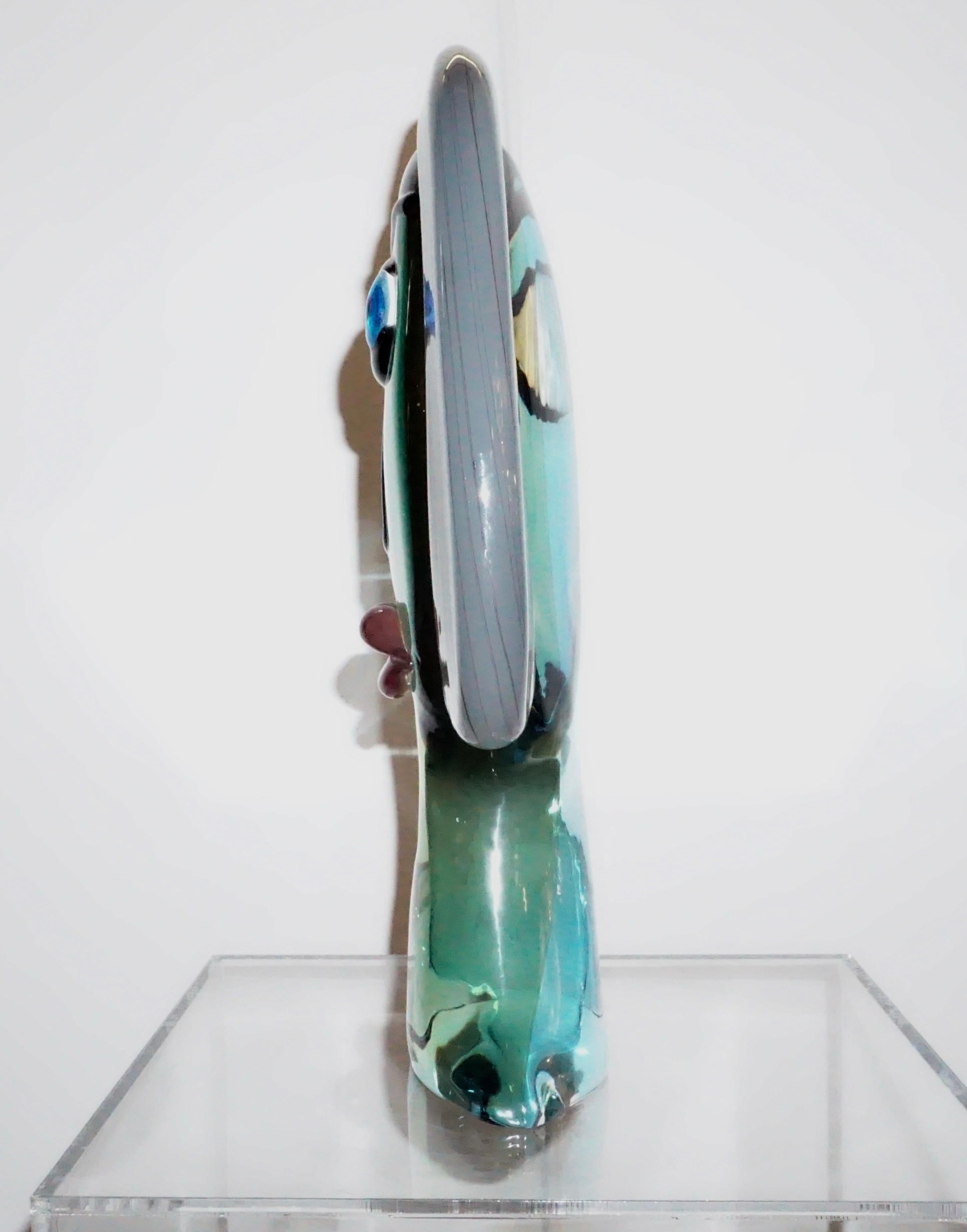 Hand-Crafted Formia 1980s Modern Italian Colored Murano Glass Woman Head Sculpture