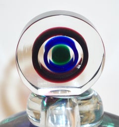 Formia 1990 Moderne Italien Bleu Vert Violet Verre de Murano Bouteille Triangulaire