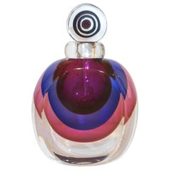 Vintage Formia 1990s Modern Italian Organic Purple Cobalt Blue Pink Murano Glass Bottle