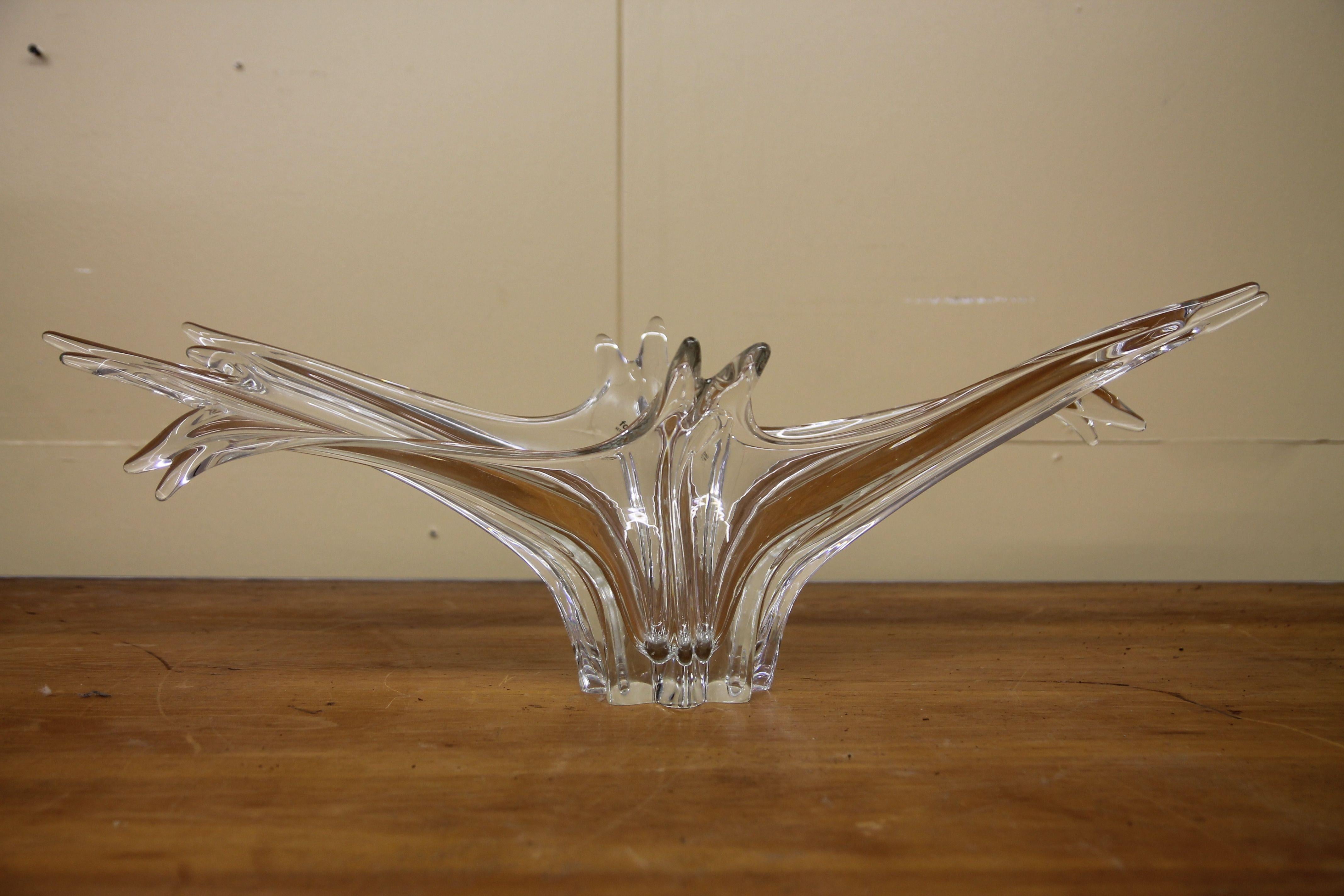 Larger glass bowl by Formia. This great oversized Italian glass bowl will work with any decor.