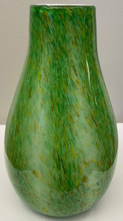 Green Mottled Murano Art Glass Vase, Italian Organic Modern Manner of Cenedese