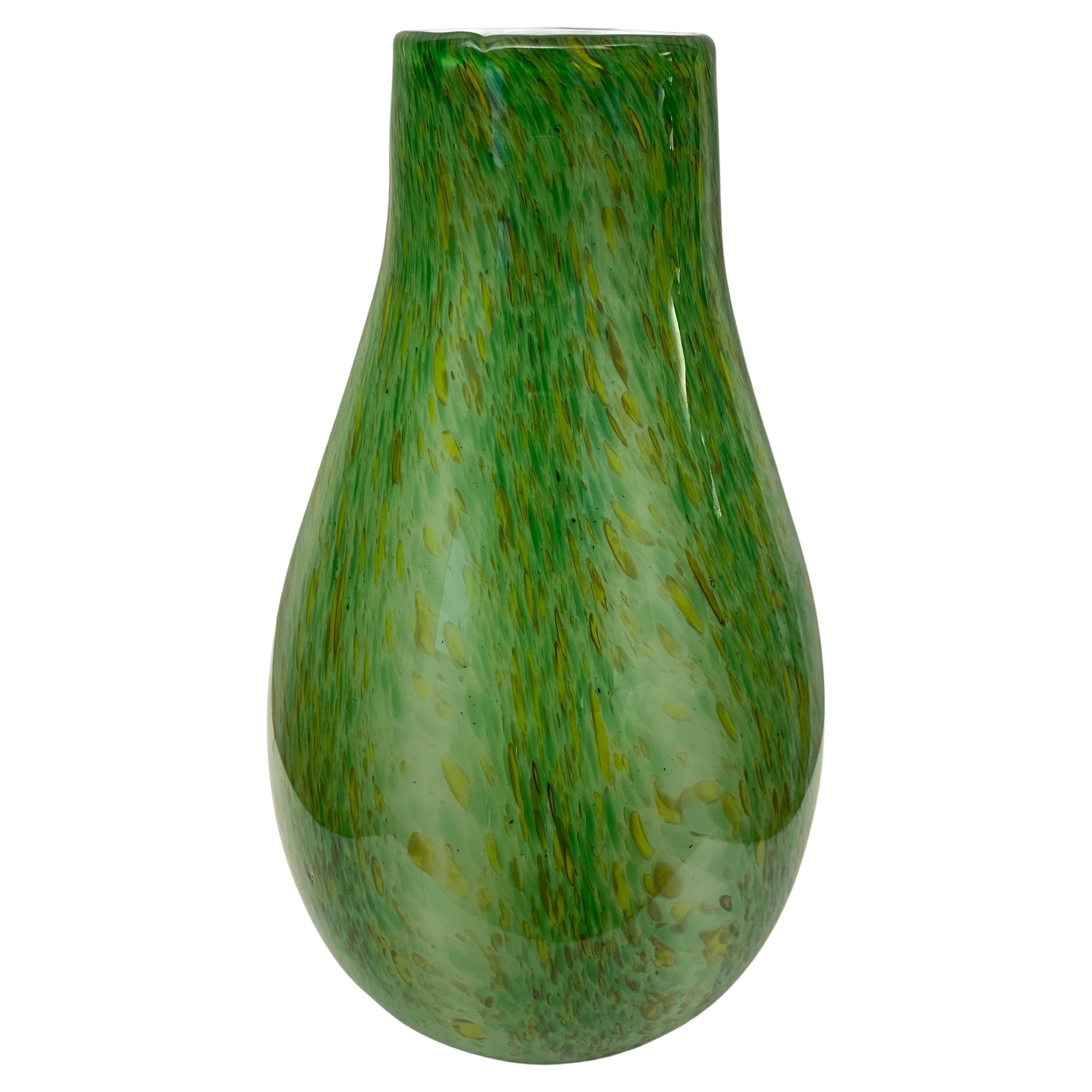 Formia Green Murano Art Glass Vase in the manner of Hilton McConnico