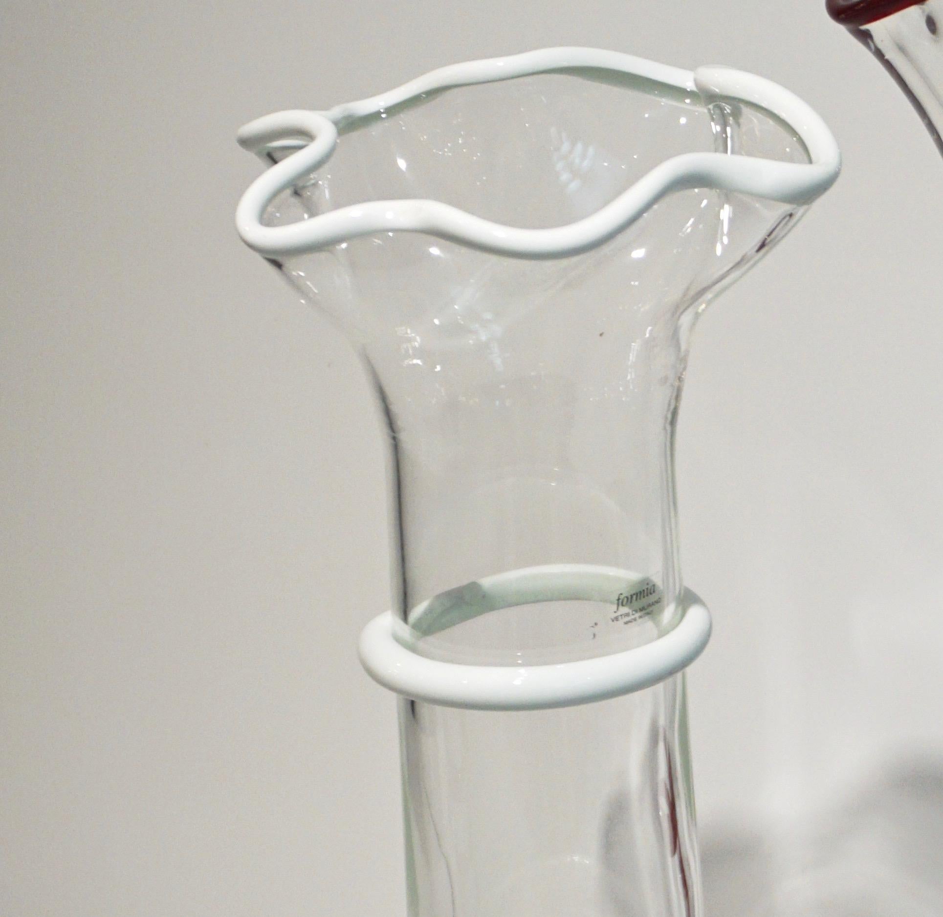 Grand vase évasé italien des années 1970 en cristal blanc transparent de Murano en vente 1