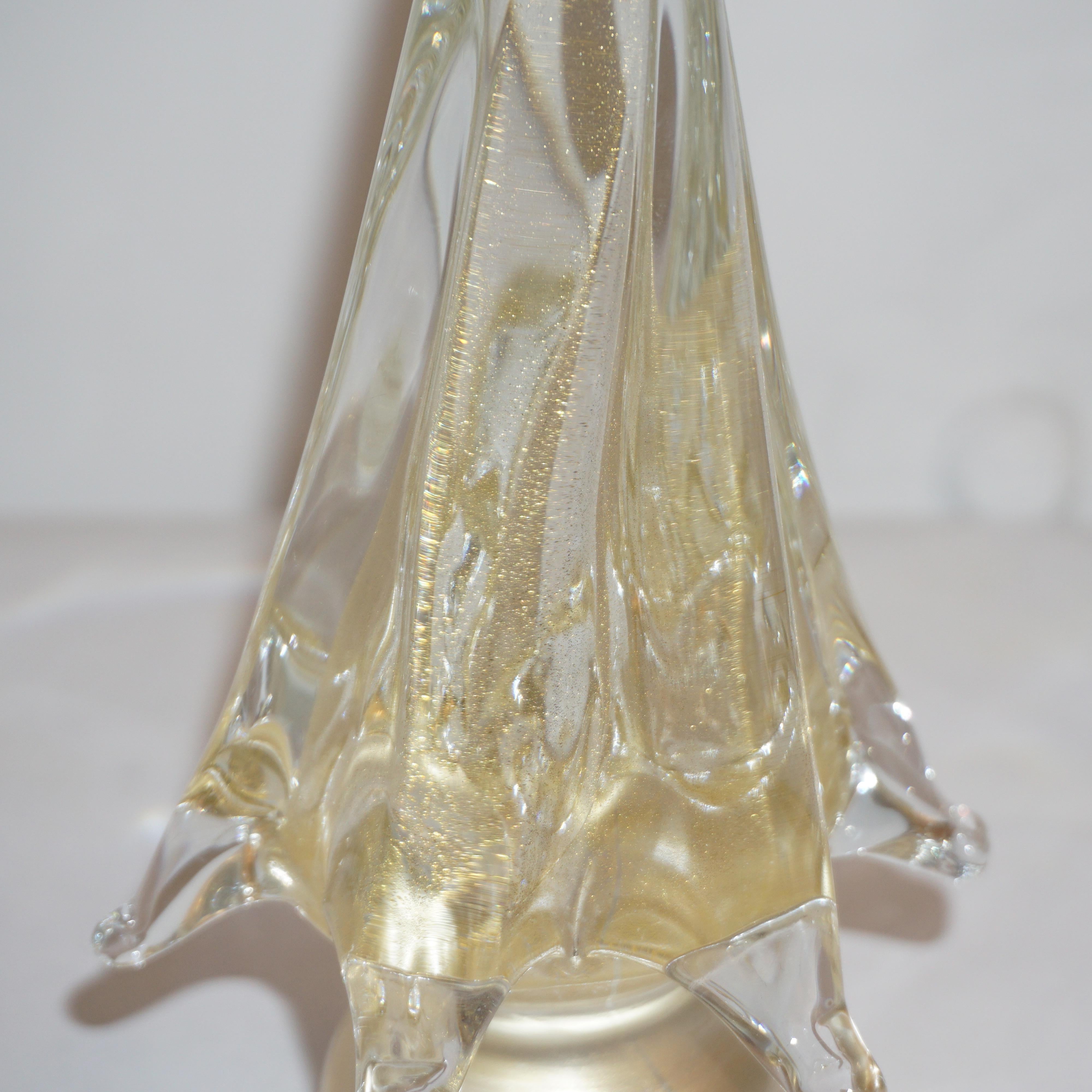 Organic Modern Formia Italian Vintage 24-Karat Gold Dust Murano Glass Christmas Tree Sculpture
