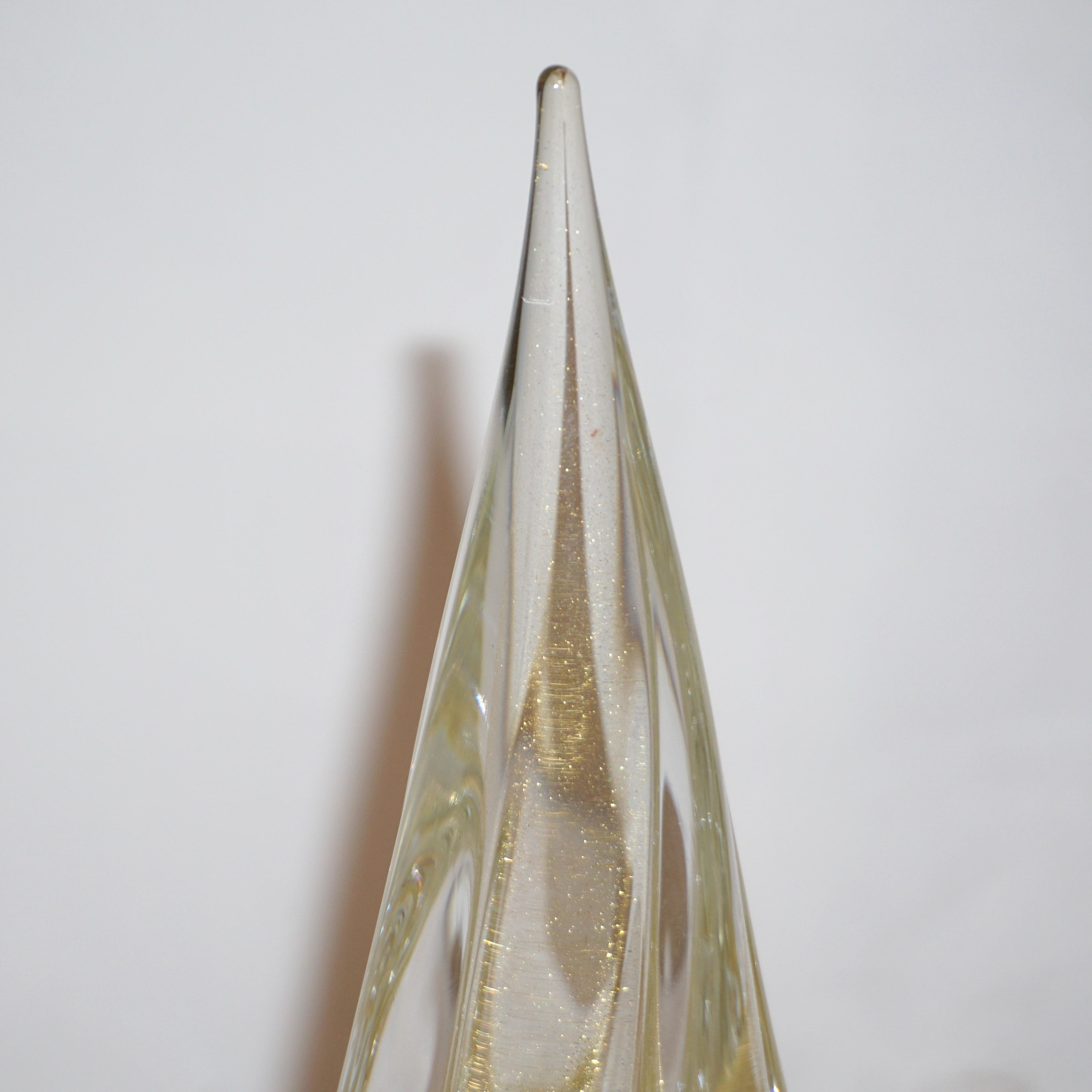 Hand-Crafted Formia Italian Vintage 24-Karat Gold Dust Murano Glass Christmas Tree Sculpture