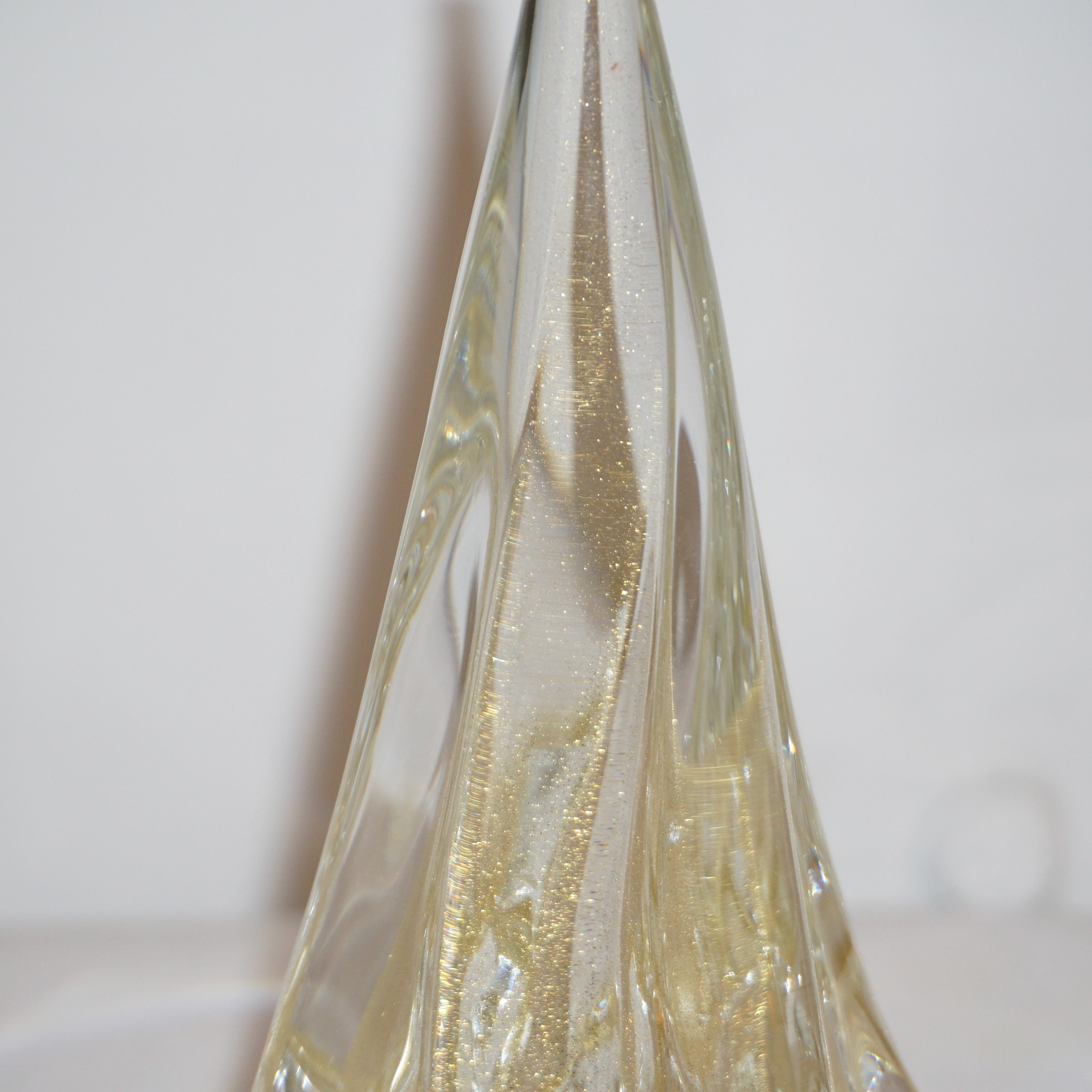 Formia Italian Vintage 24-Karat Gold Dust Murano Glass Christmas Tree Sculpture In Excellent Condition In New York, NY