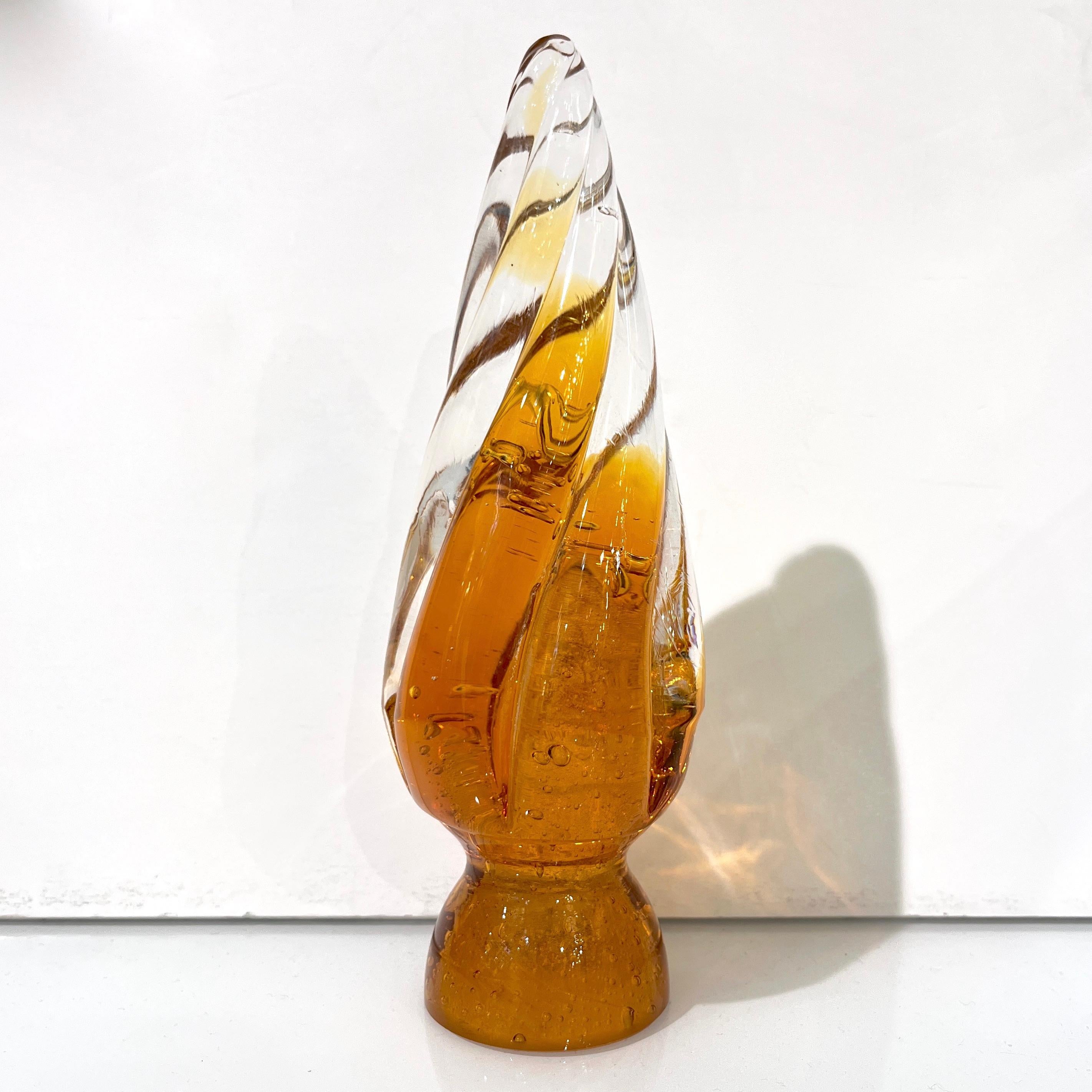 Organique Sculpture d'arbre de Noël italienne en verre de Murano en ambre et cristal doré en vente