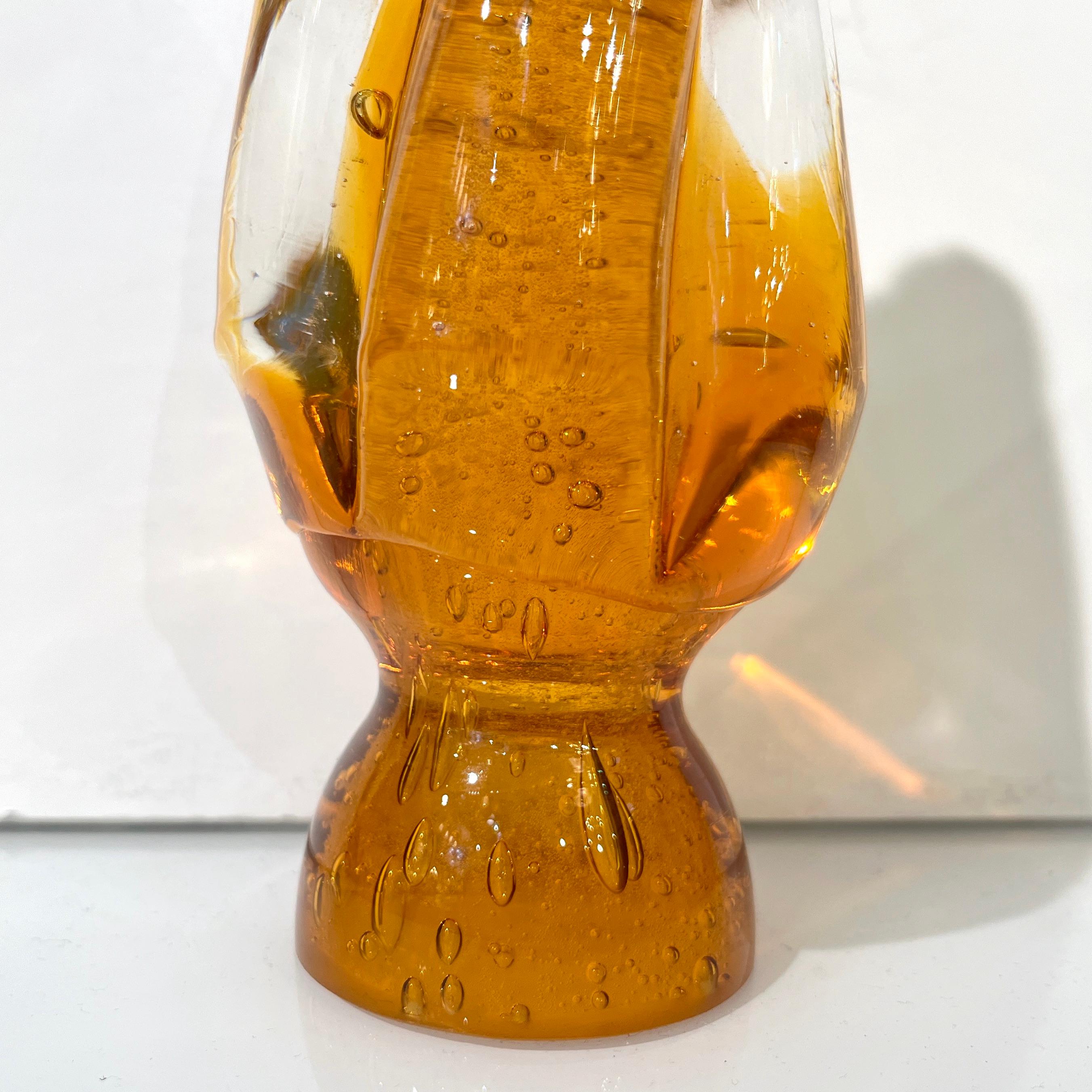 Verre sommerso Sculpture d'arbre de Noël italienne en verre de Murano en ambre et cristal doré en vente