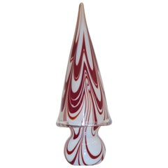 Formia Italian Vintage Murano Glass White and Red Christmas Tree, 1980s