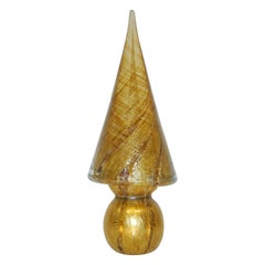 Formia Italian Vintage Pure 24-Karat Gold Murano Glass Christmas Tree Sculpture