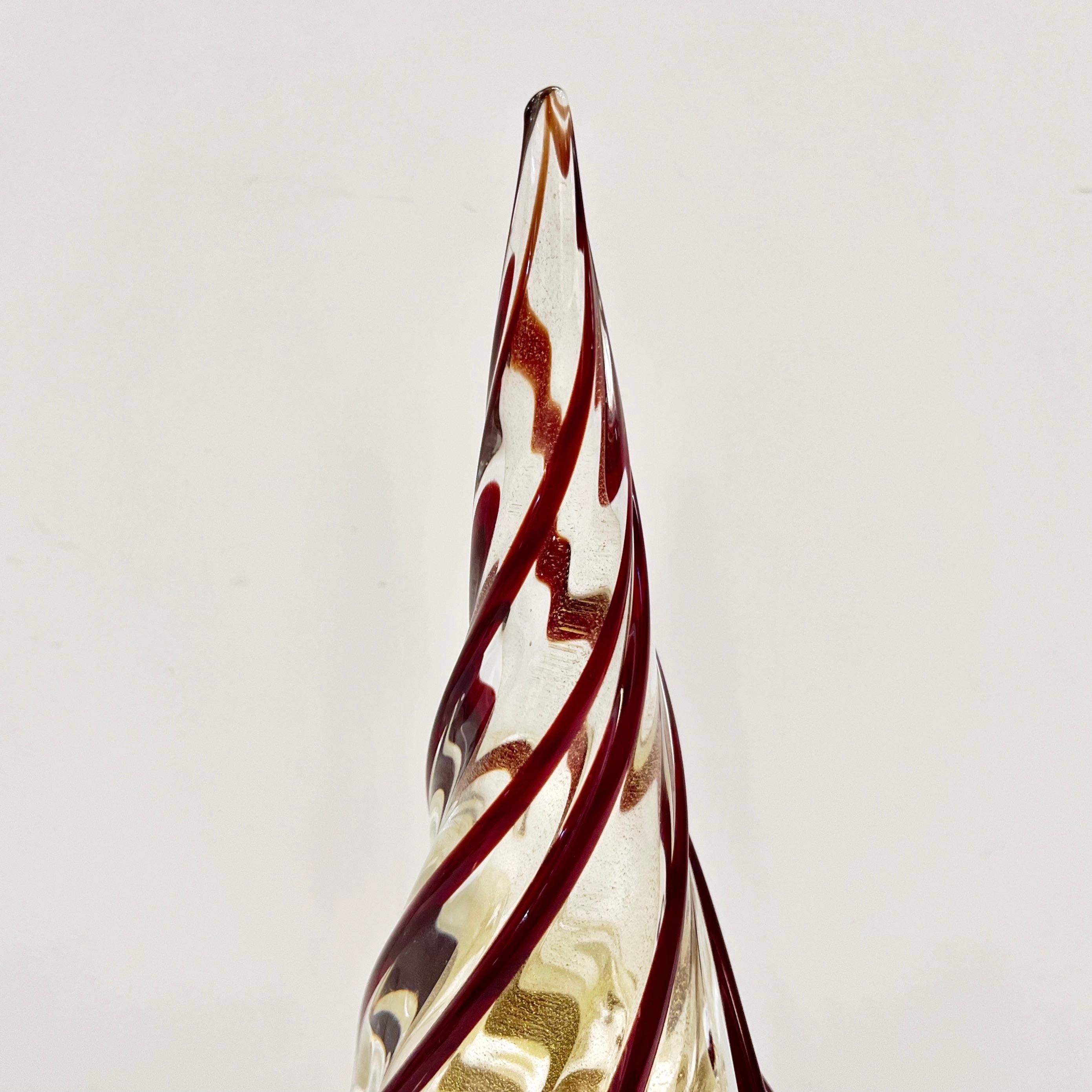 Organico moderno Scultura di albero di Natale in vetro di Murano Vintage Italian Glass Red Gold in vendita
