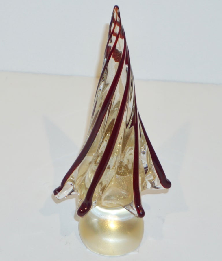 Formia Italian Vintage Wine Red Gold Murano Glass Christmas Tree Sculpture at 1stDibs gold