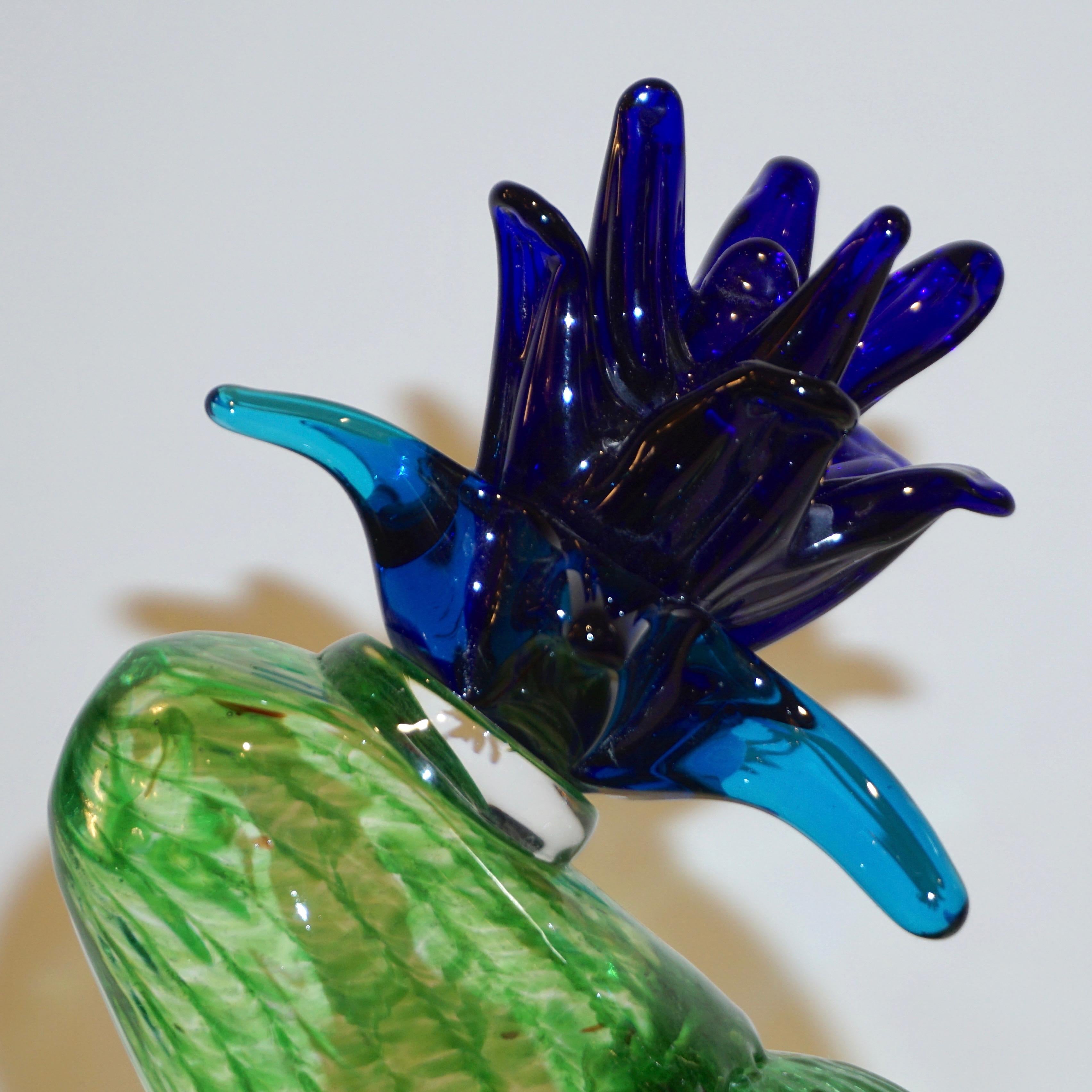 Formia Marta Marzotto Vintage Limited Edition Murano Glass Blue Cactus Plant In Excellent Condition In New York, NY