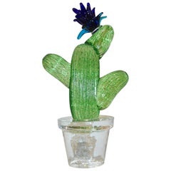 Formia Marta Marzotto Vintage Limited Edition Murano Glass Blue Cactus Plant