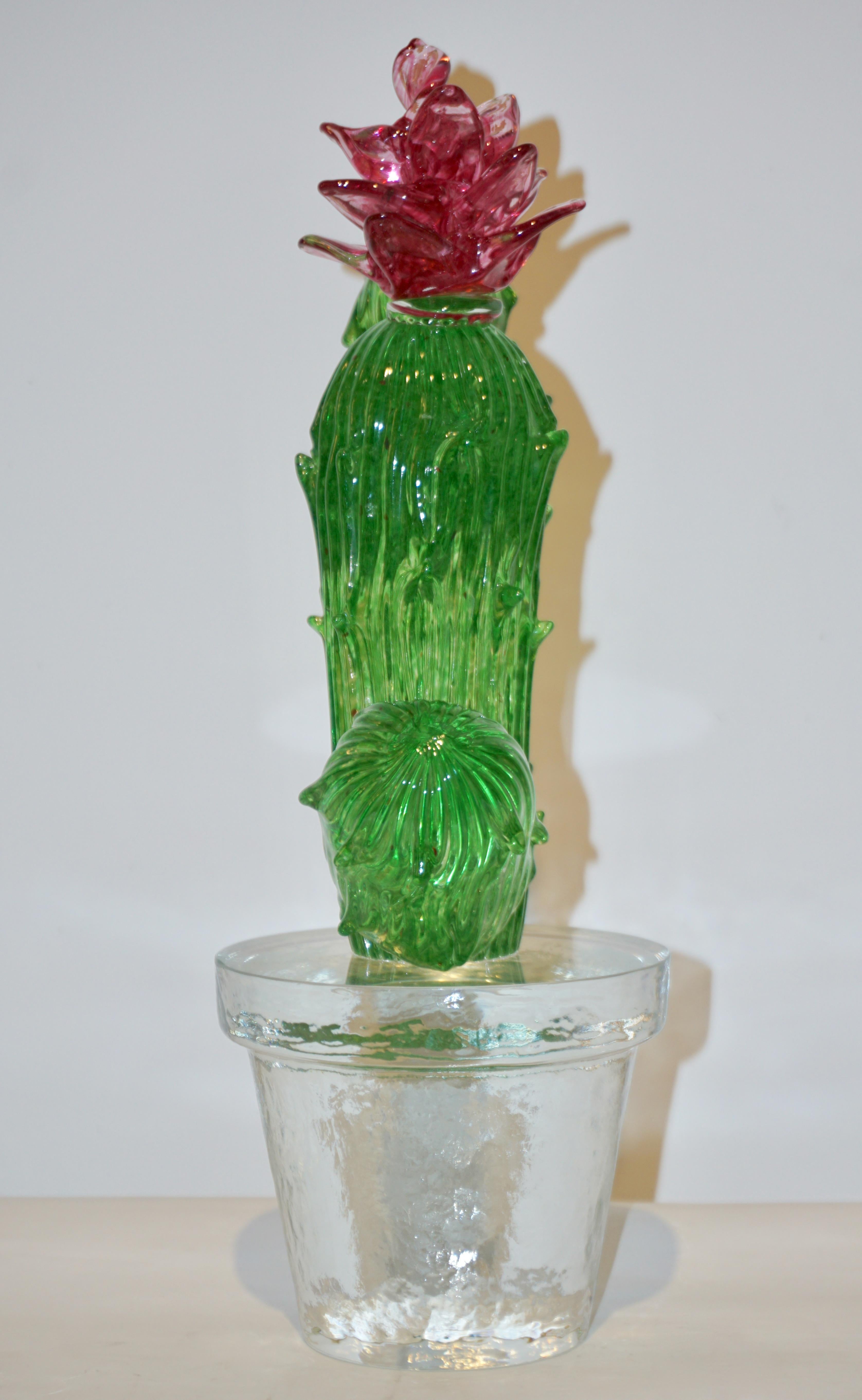 Formia Marta Marzotto Vintage Limited Edition Murano Glass Green Cactus Plant 2