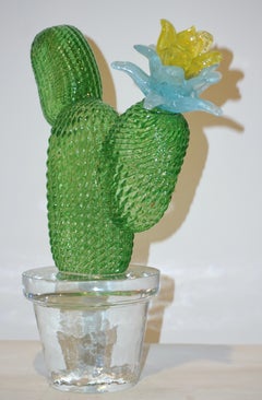 Formia Marta Marzotto Vintage Limited Edition Murano Glass Green Cactus Plant