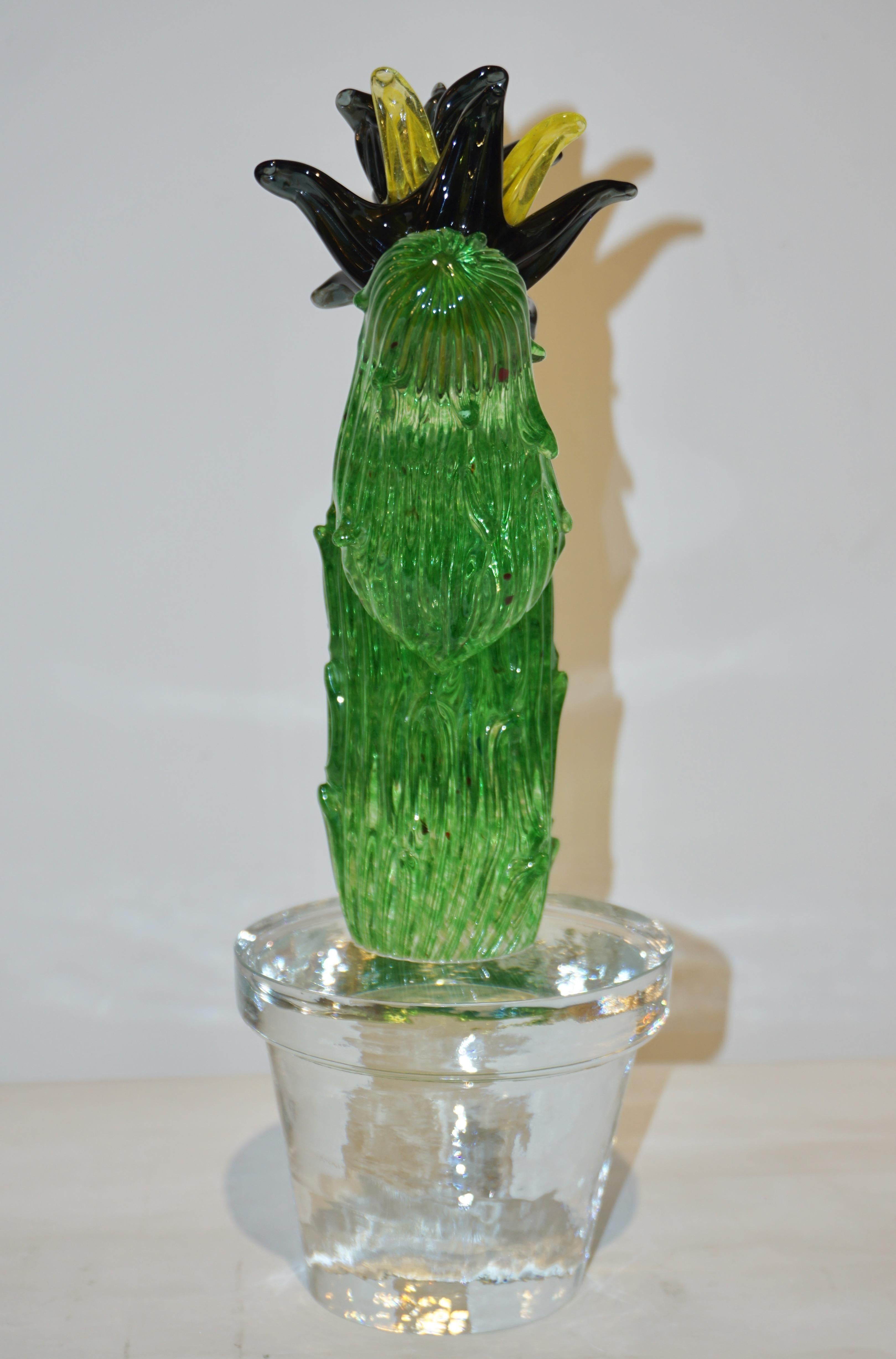 Formia Marta Marzotto Vintage Murano Glass Black Flower Cactus 3