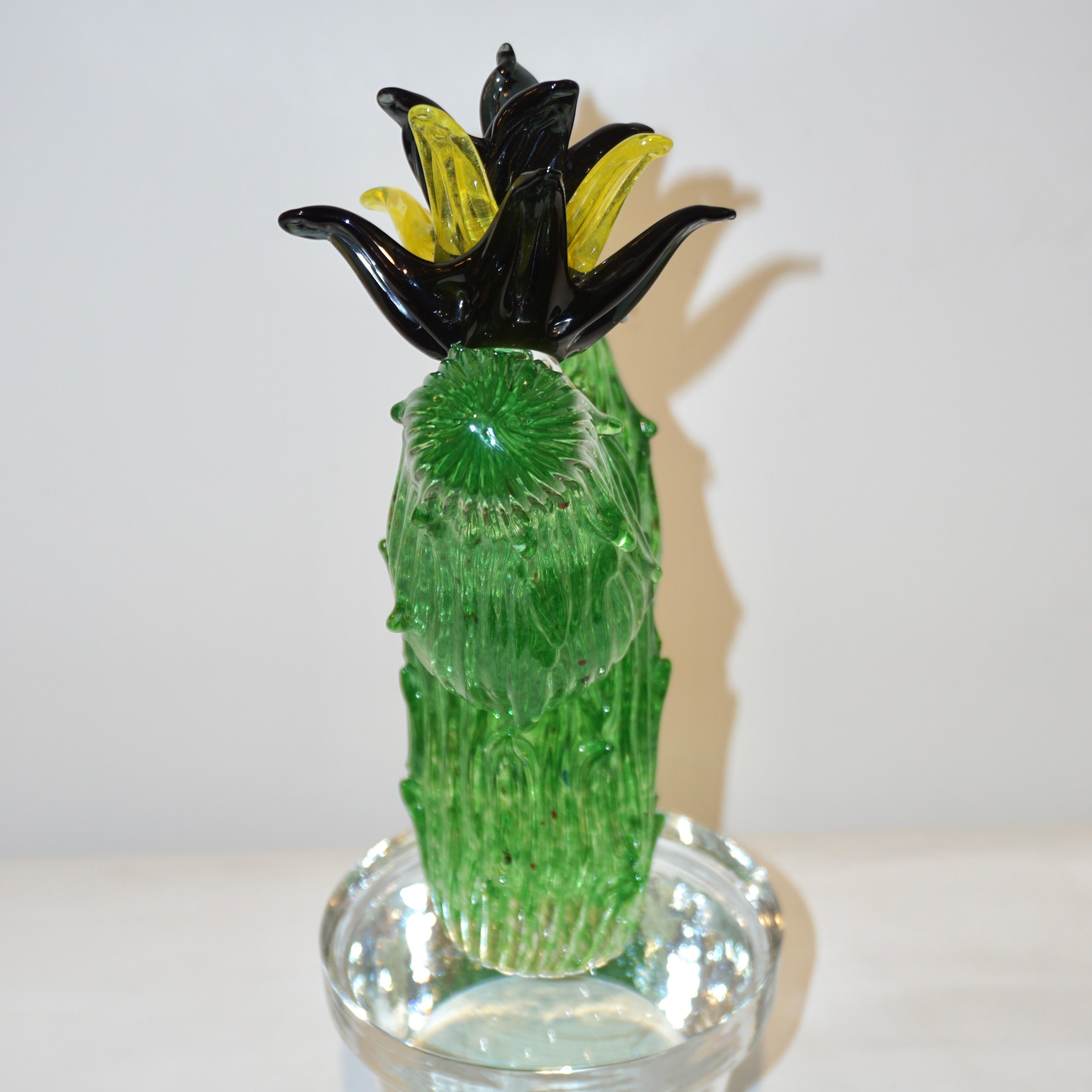 Formia Marta Marzotto Vintage Murano Glass Black Flower Cactus 4
